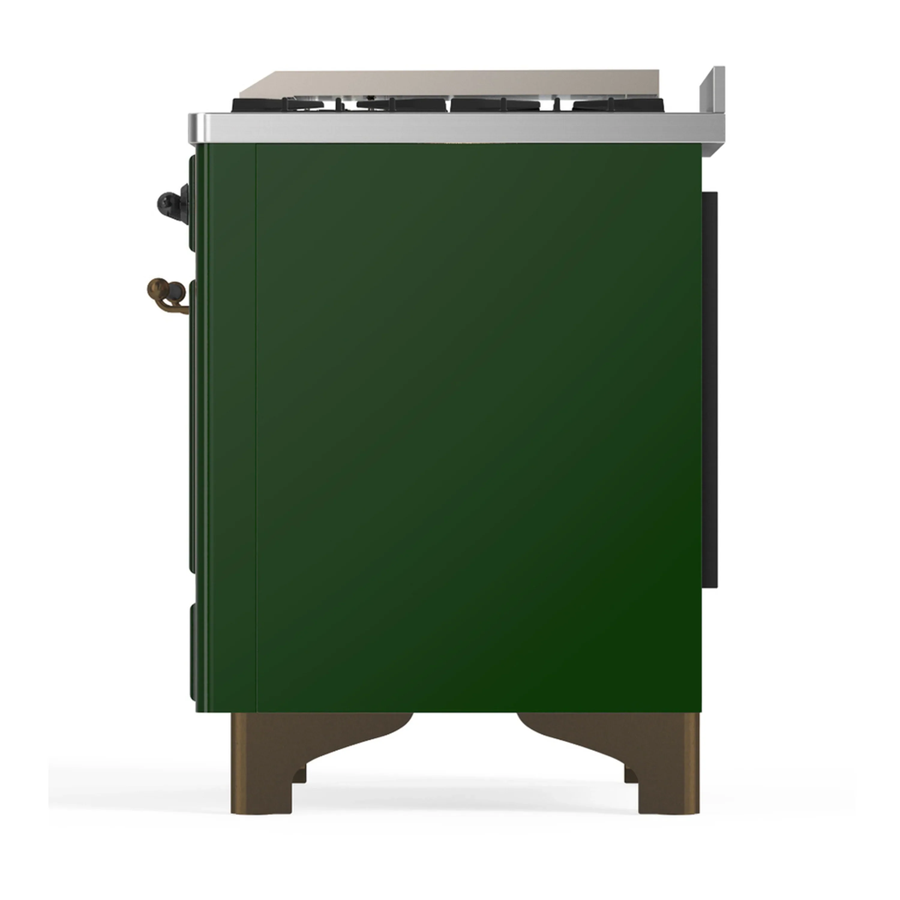 ILVE Majestic III 40-inch Dual Fuel Range with 6 Natural Gas Burner, Griddle and Solid Door Electric Oven in Emerald Green with Burnished Trim (UMD40FQNR3EGB) - Image 9