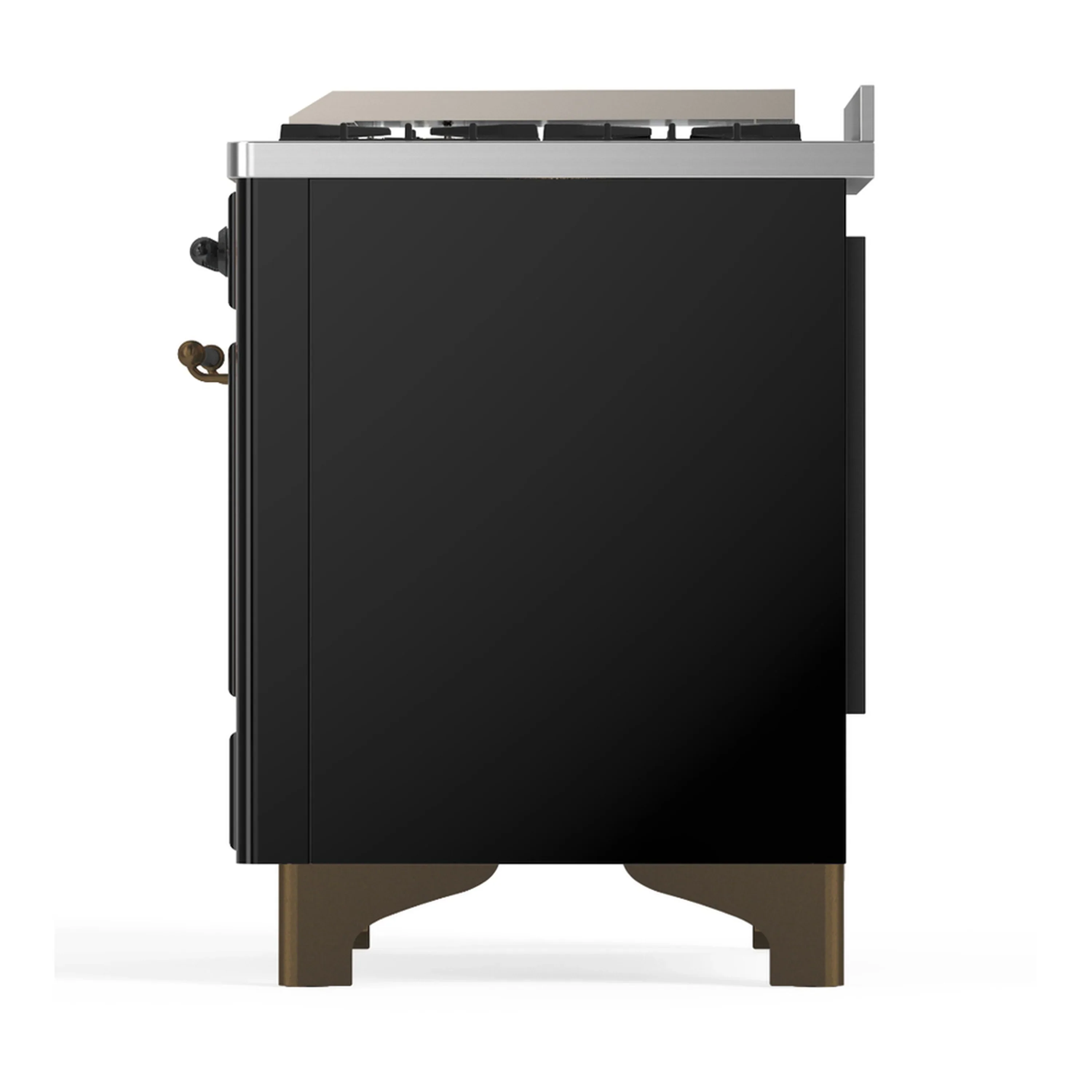 ILVE Majestic III 40-inch Dual Fuel Range with 6 Natural Gas Burner, Griddle and Triple Glass Door Electric Oven in Glossy Black with Burnished Trim (UMD40FNR3BKB) - Image 8