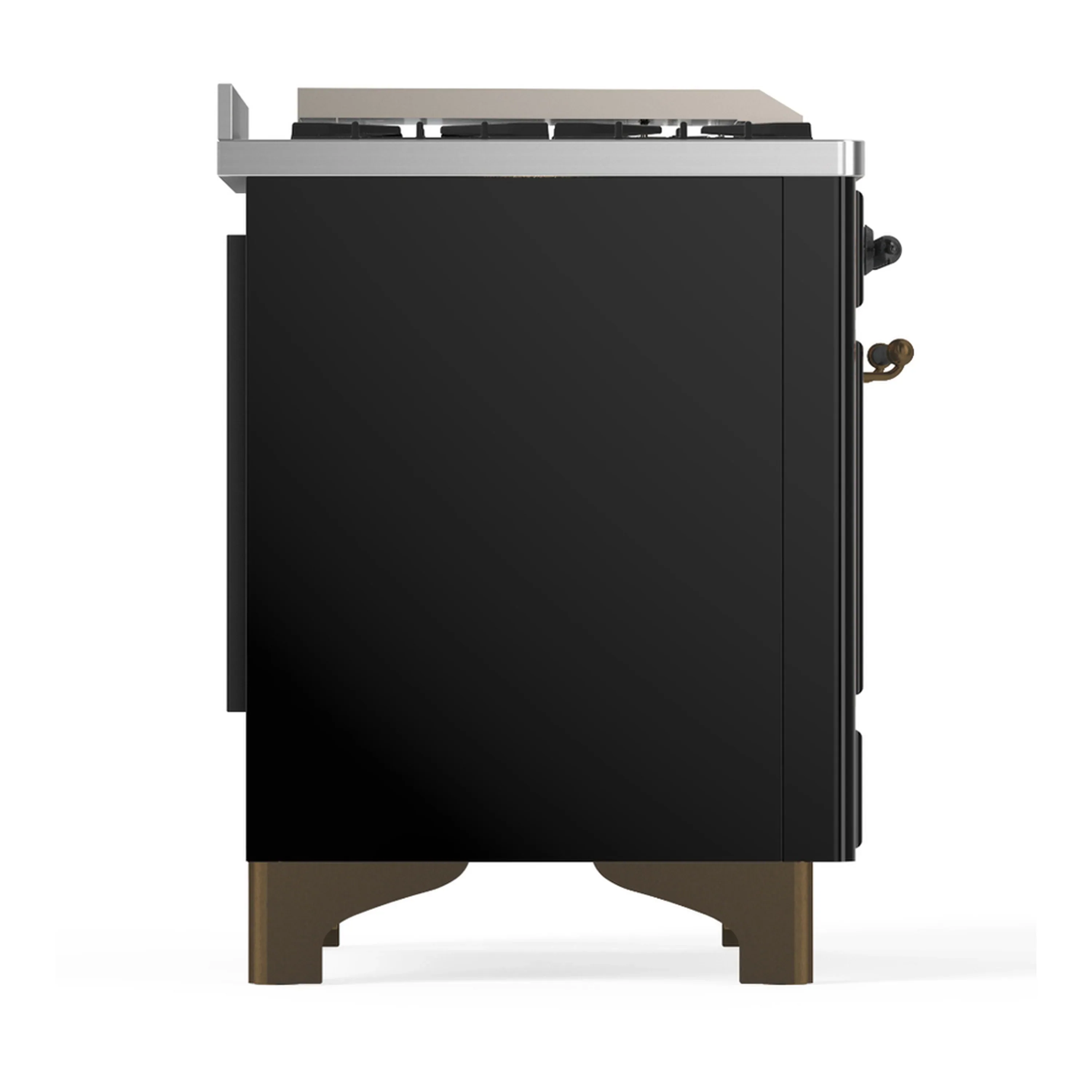 ILVE Majestic III 40-inch Dual Fuel Range with 6 Natural Gas Burner, Griddle and Triple Glass Door Electric Oven in Glossy Black with Burnished Trim (UMD40FNR3BKB) - Image 9