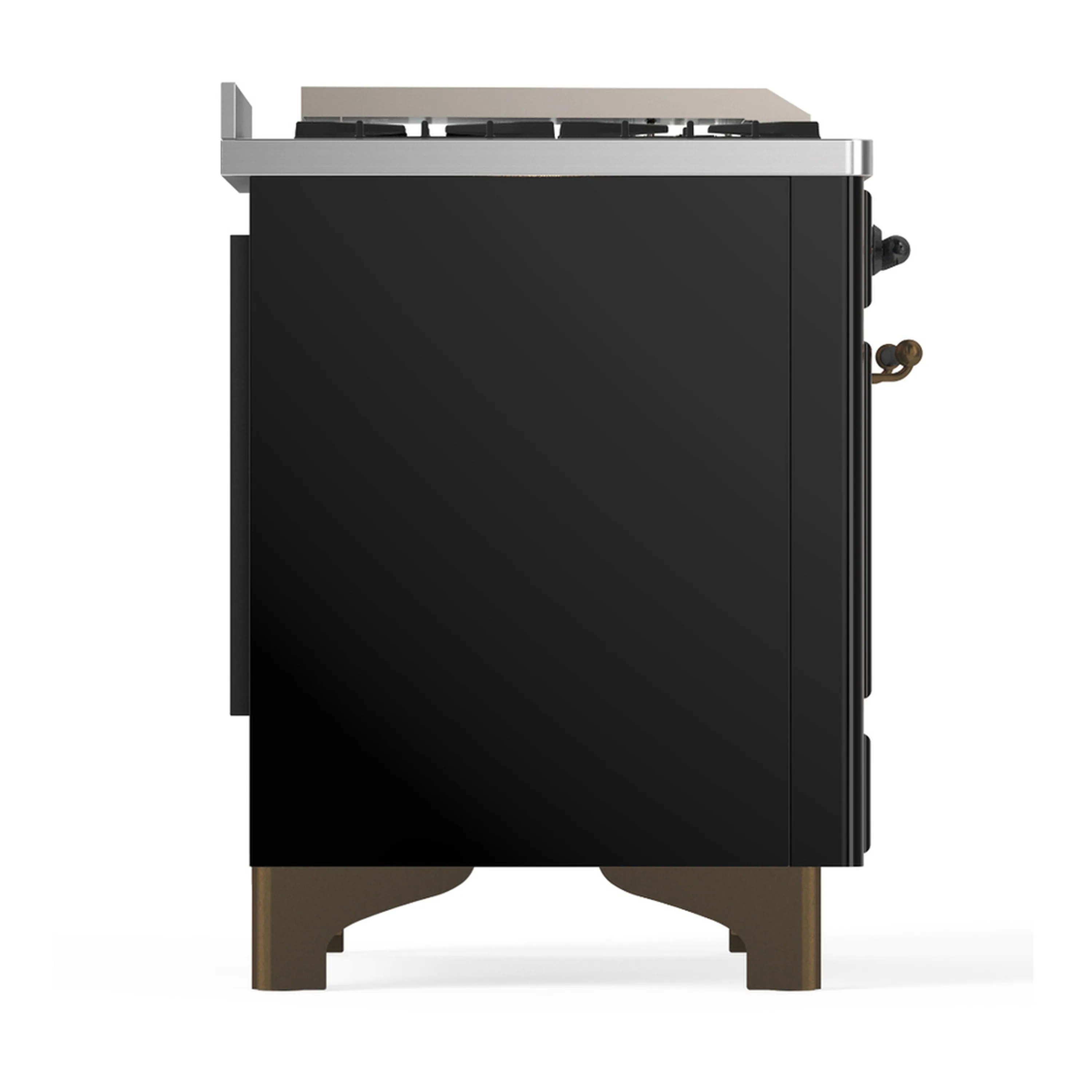 ILVE Majestic III 40-inch Dual Fuel Range with 6 Natural Gas Burner, Griddle and Solid Door Electric Oven in Glossy Black with Burnished Trim (UMD40FQNR3BKB) - Image 8