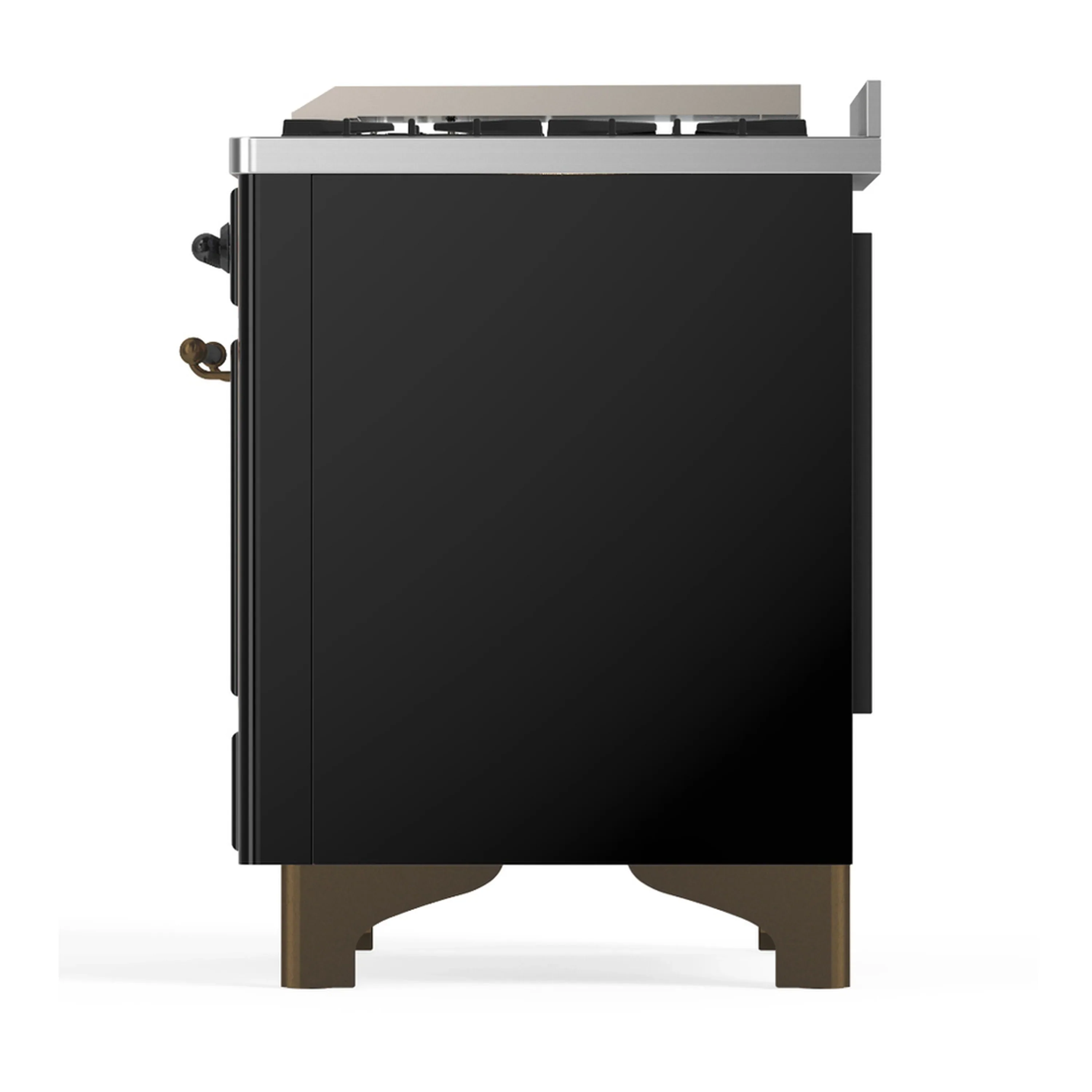 ILVE Majestic III 40-inch Dual Fuel Range with 6 Natural Gas Burner, Griddle and Solid Door Electric Oven in Glossy Black with Burnished Trim (UMD40FQNR3BKB) - Image 9