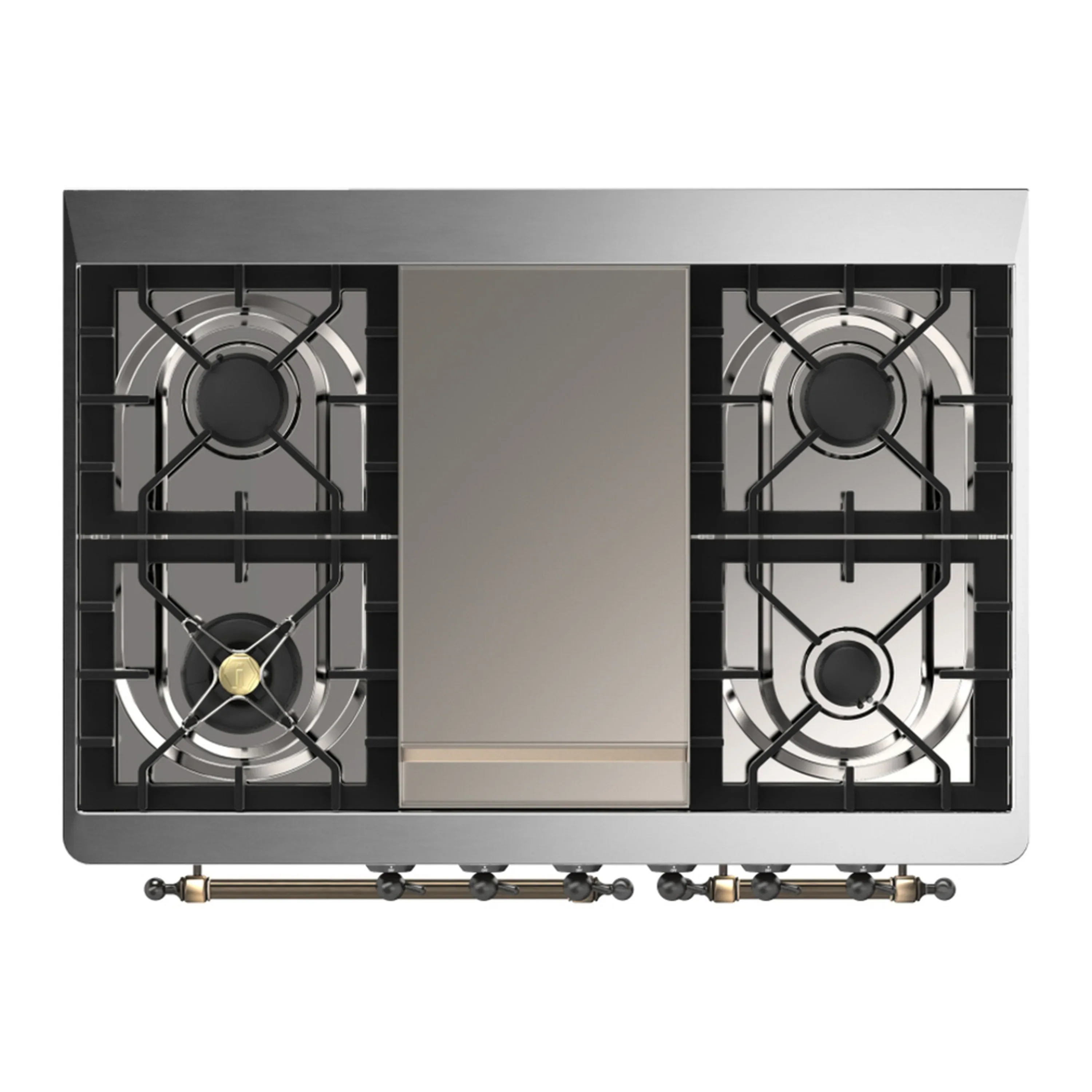 ILVE Majestic III 40-inch Dual Fuel Range with 6 Natural Gas Burner, Griddle and Triple Glass Door Electric Oven in Midnight Blue with Burnished Trim (UMD40FNR3MBB) - Image 2