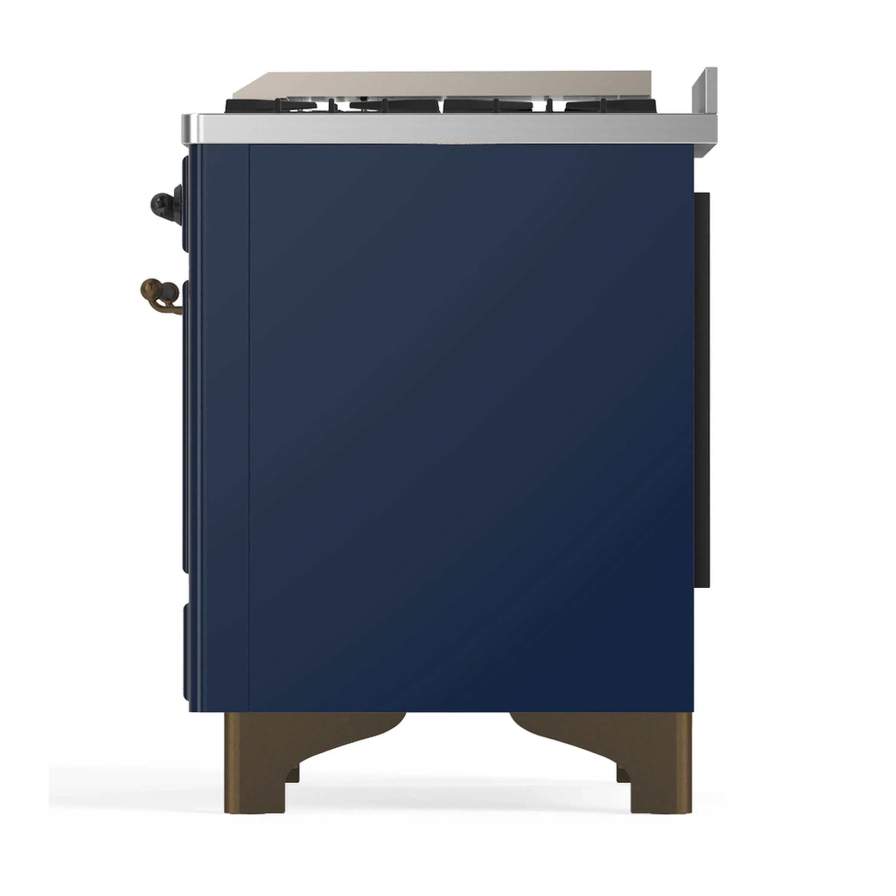 ILVE Majestic III 40-inch Dual Fuel Range with 6 Natural Gas Burner, Griddle and Triple Glass Door Electric Oven in Midnight Blue with Burnished Trim (UMD40FNR3MBB) - Image 9