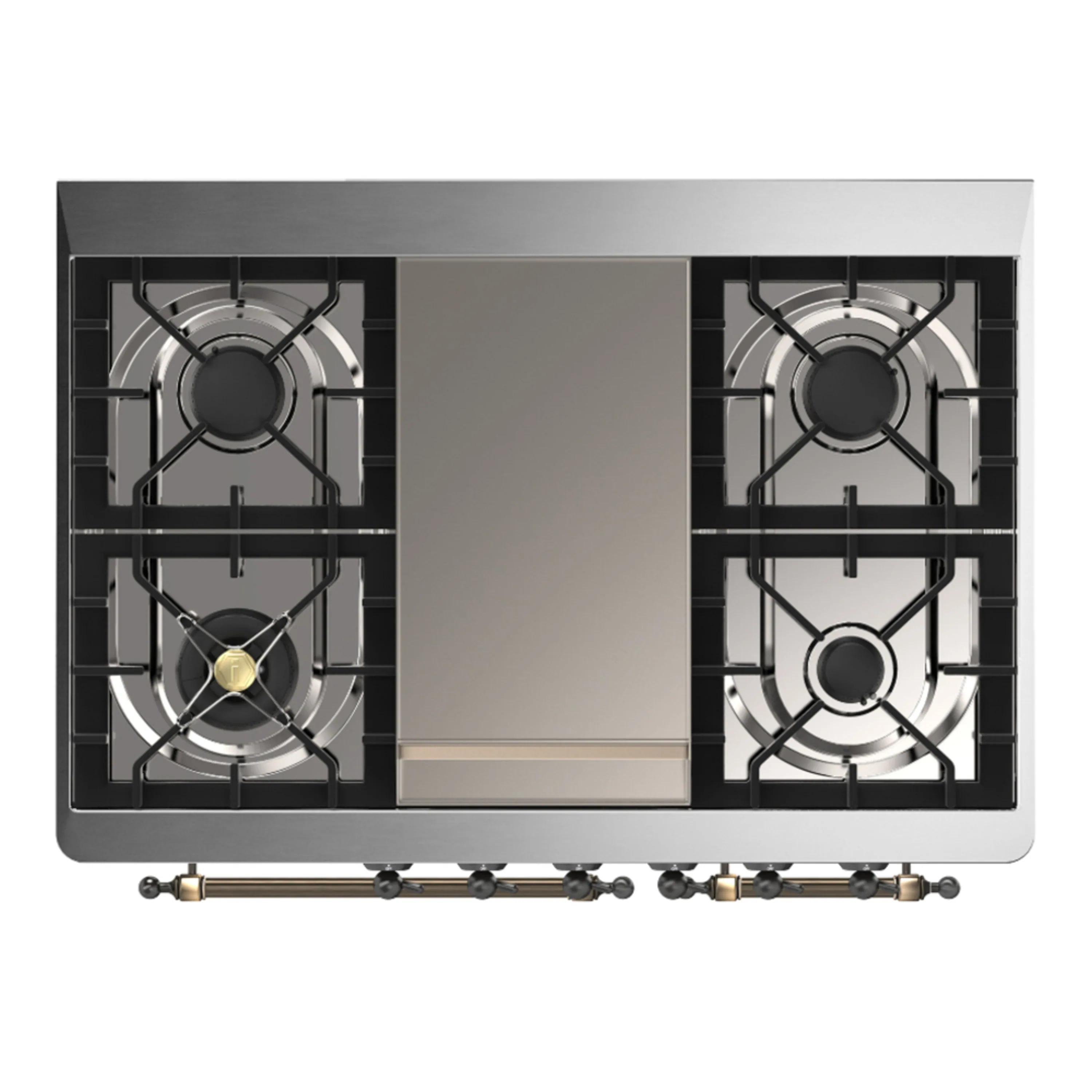 ILVE Majestic III 40-inch Dual Fuel Range with 5 Liquid Propane Burner, Griddle and Solid Door Electric Oven in Midnight Blue with Burnished Trim (UMD40FQNR3MBBLP) - Image 2