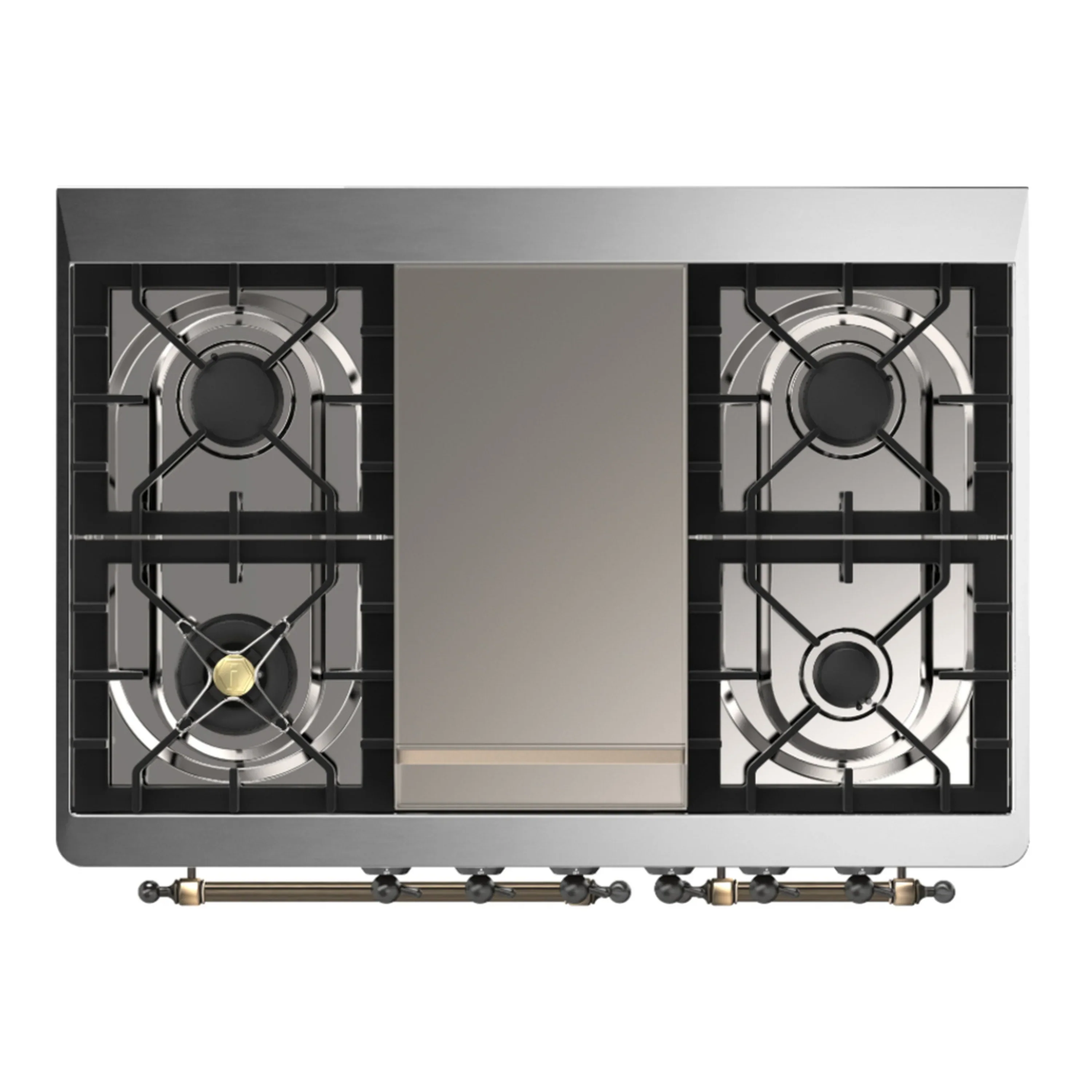 ILVE Majestic III 40-inch Dual Fuel Range with 6 Natural Gas Burner, Griddle and Solid Door Electric Oven in Stainless Steel with Burnished Trim (UMD40FQNR3SSB) - Image 2