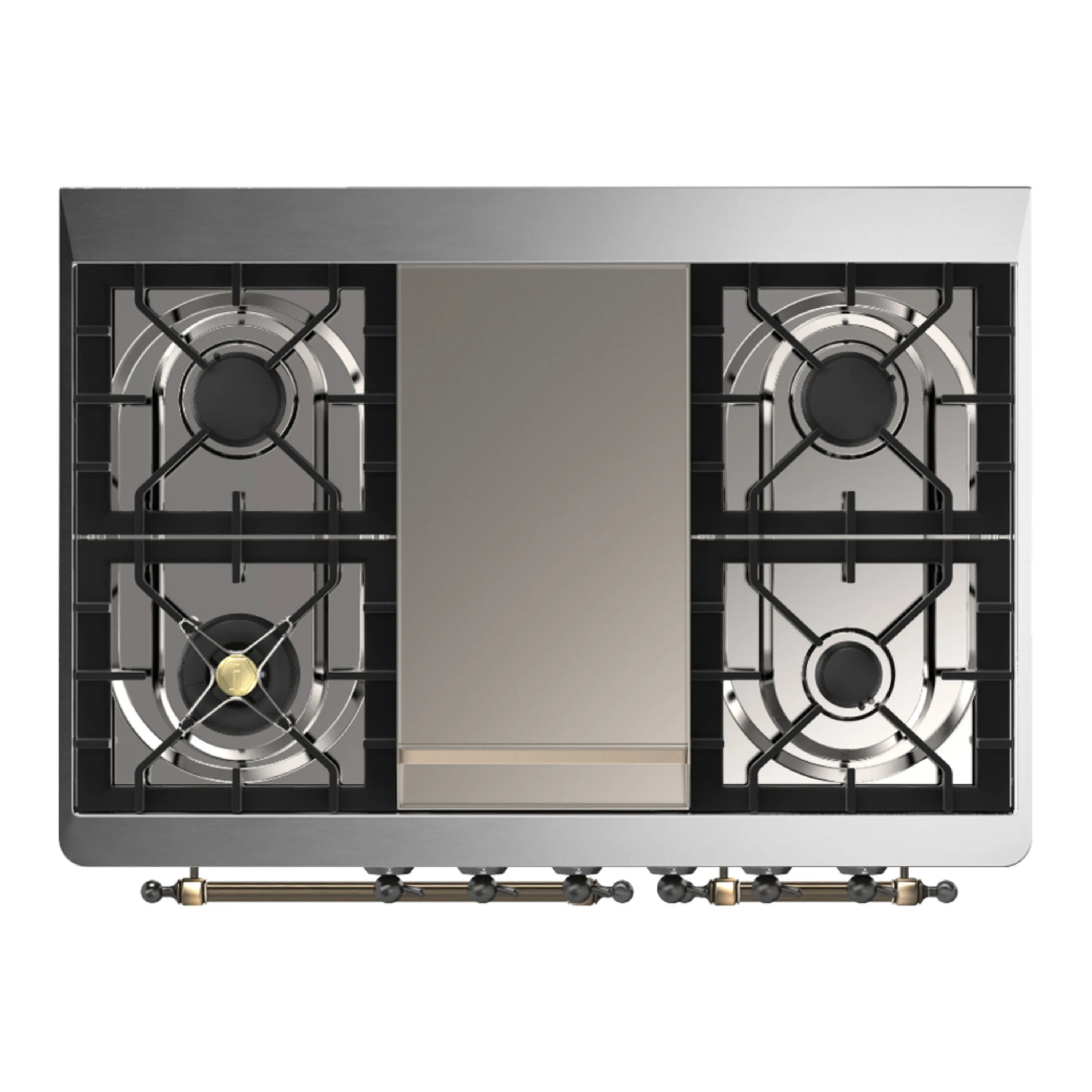ILVE Majestic III 40-inch Dual Fuel Range with 6 Natural Gas Burner, Griddle and Triple Glass Door Electric Oven in White with Burnished Trim (UMD40FNR3WHB) - Image 2