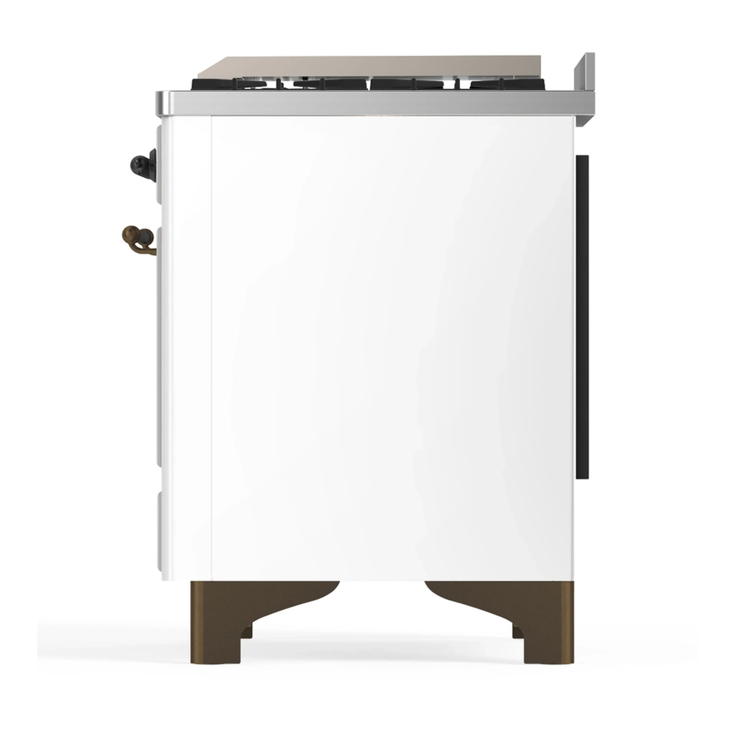 ILVE Majestic III 40-inch Dual Fuel Range with 6 Natural Gas Burner, Griddle and Triple Glass Door Electric Oven in White with Burnished Trim (UMD40FNR3WHB) - Image 8