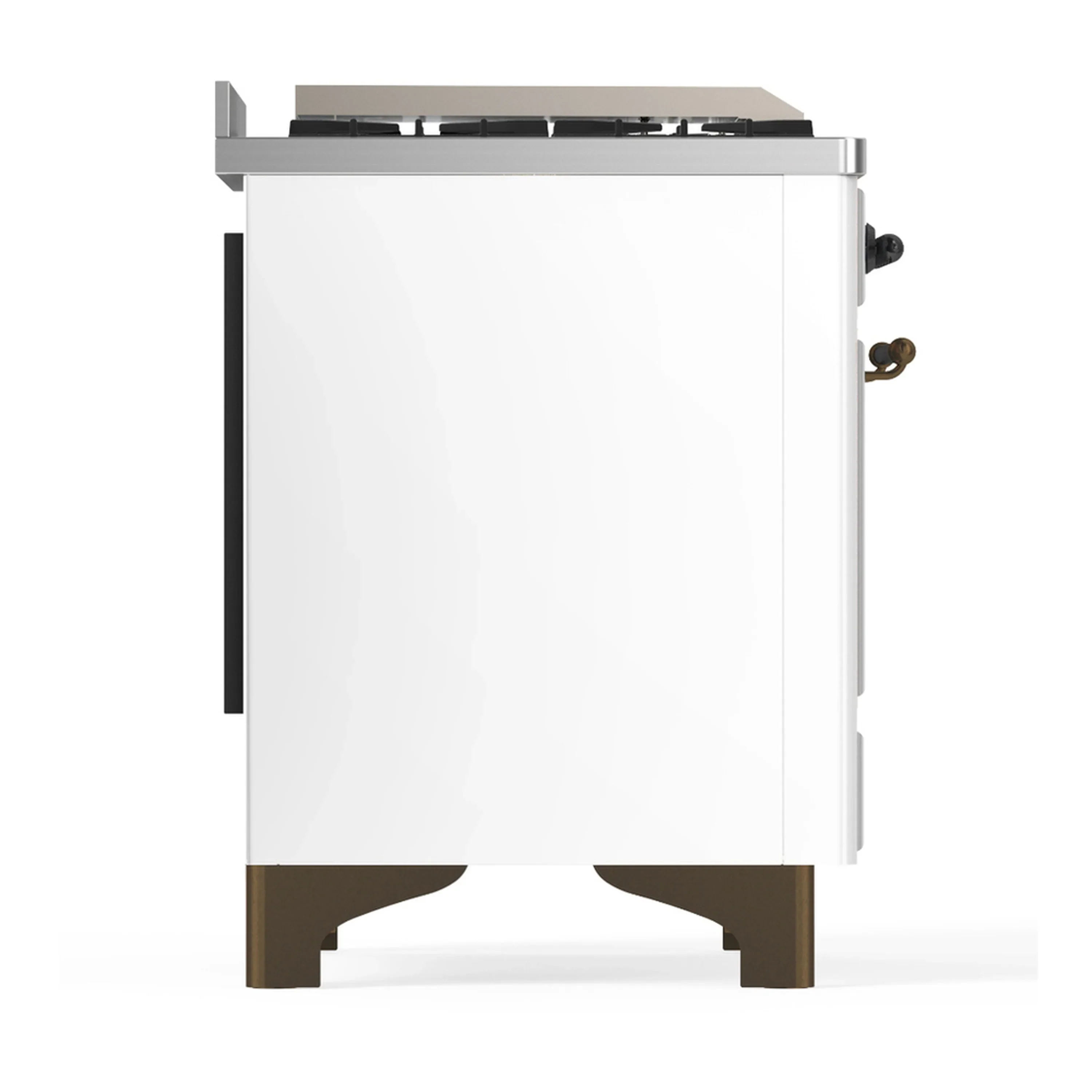 ILVE Majestic III 40-inch Dual Fuel Range with 6 Natural Gas Burner, Griddle and Triple Glass Door Electric Oven in White with Burnished Trim (UMD40FNR3WHB) - Image 9