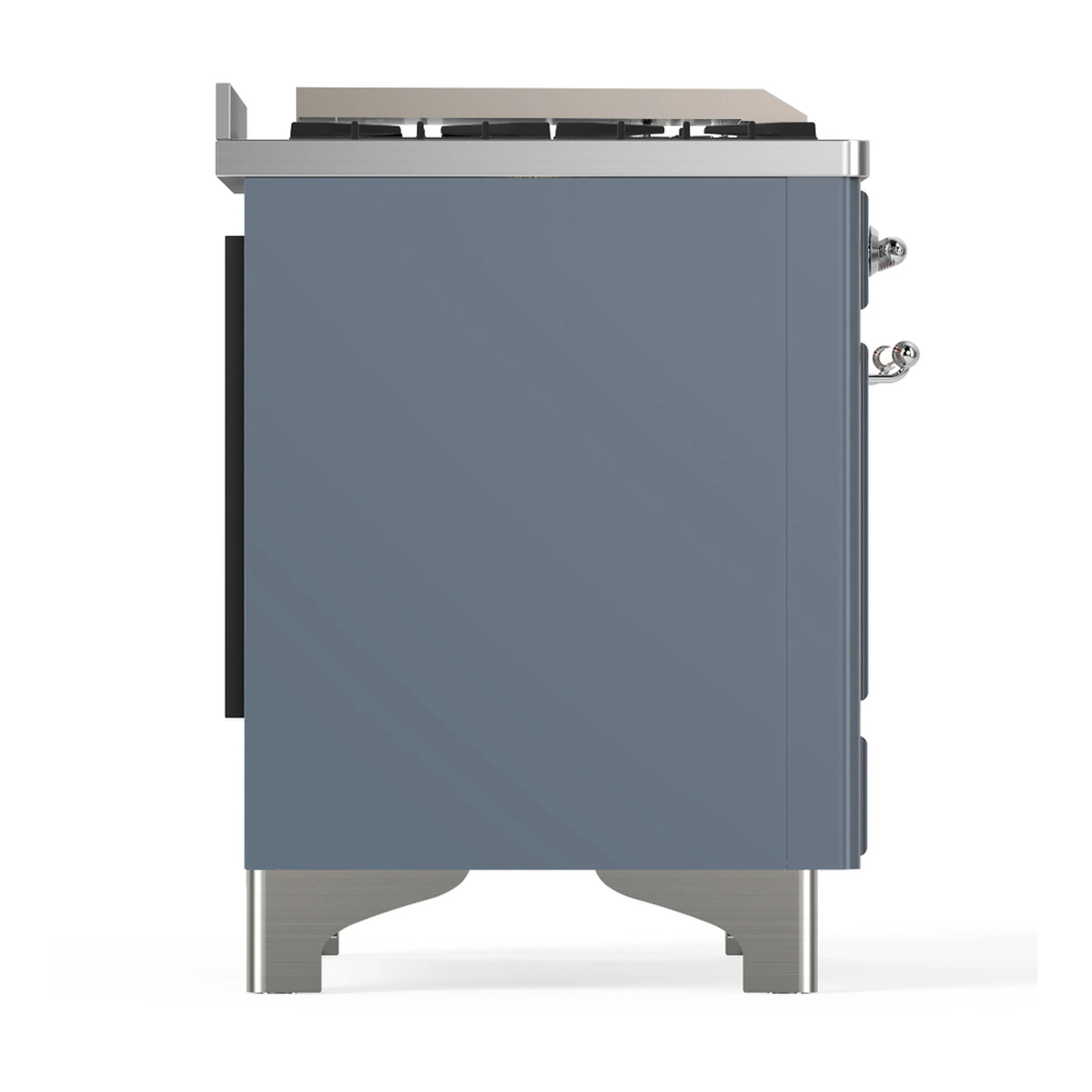 ILVE Majestic III 40-inch Dual Fuel Range with 6 Natural Gas Burner, Griddle and Solid Door Electric Oven in Blue Grey with Chrome Trim (UMD40FQNR3BGC) - Image 8
