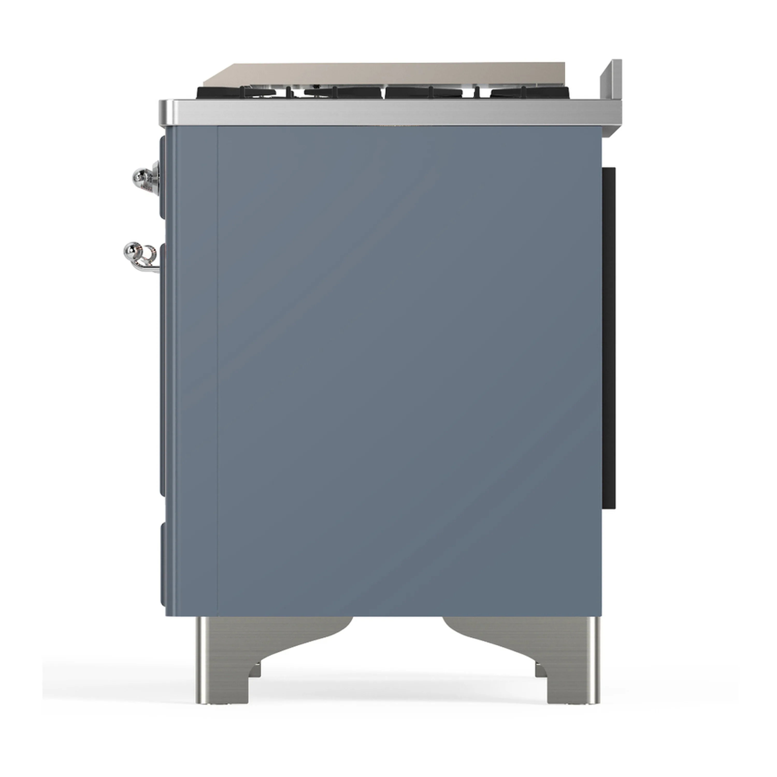 ILVE Majestic III 40-inch Dual Fuel Range with 6 Natural Gas Burner, Griddle and Solid Door Electric Oven in Blue Grey with Chrome Trim (UMD40FQNR3BGC) - Image 9