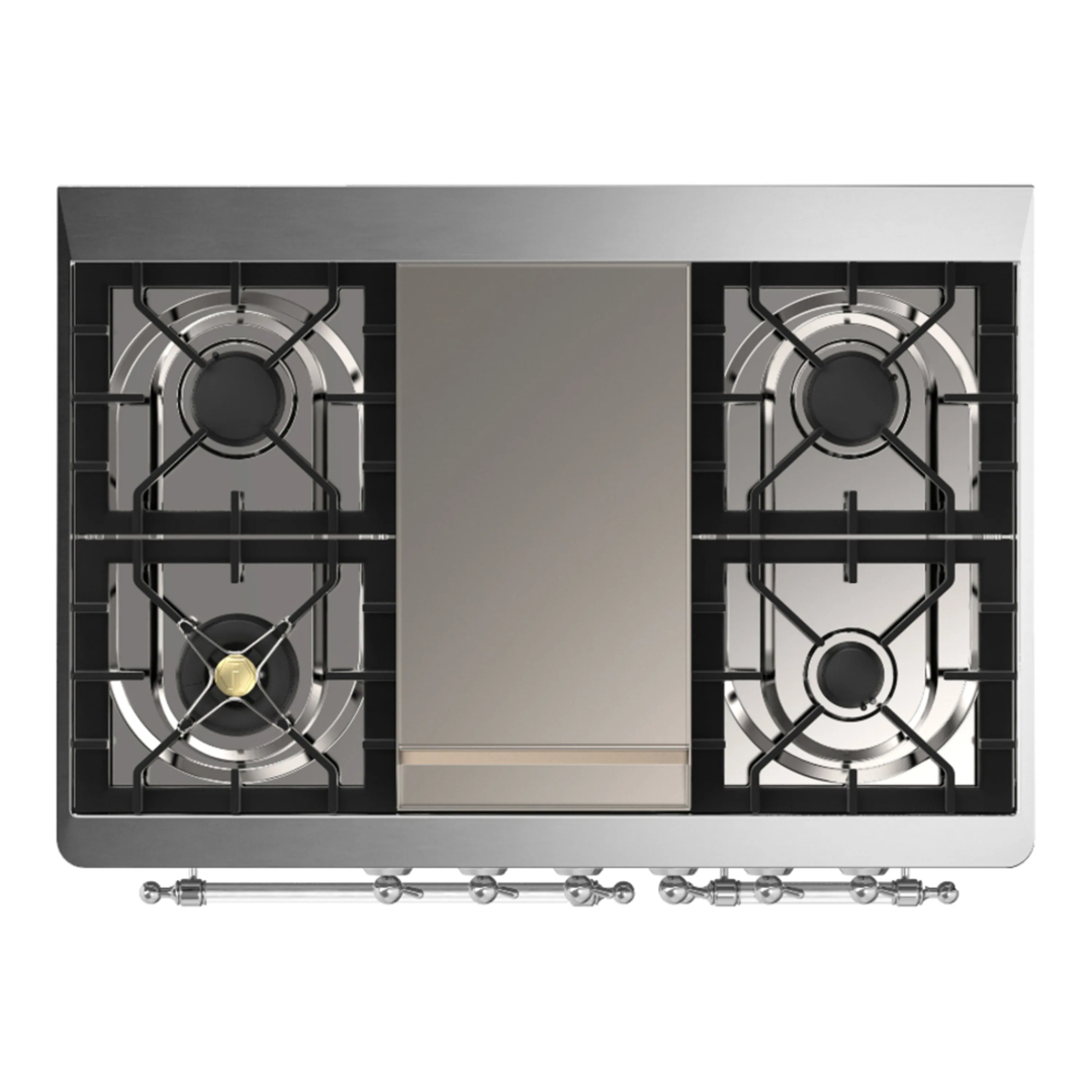 ILVE Majestic III 40-inch Dual Fuel Range with 6 Natural Gas Burner, Griddle and Triple Glass Door Electric Oven in Burgundy with Chrome Trim (UMD40FNR3BUC) - Image 2
