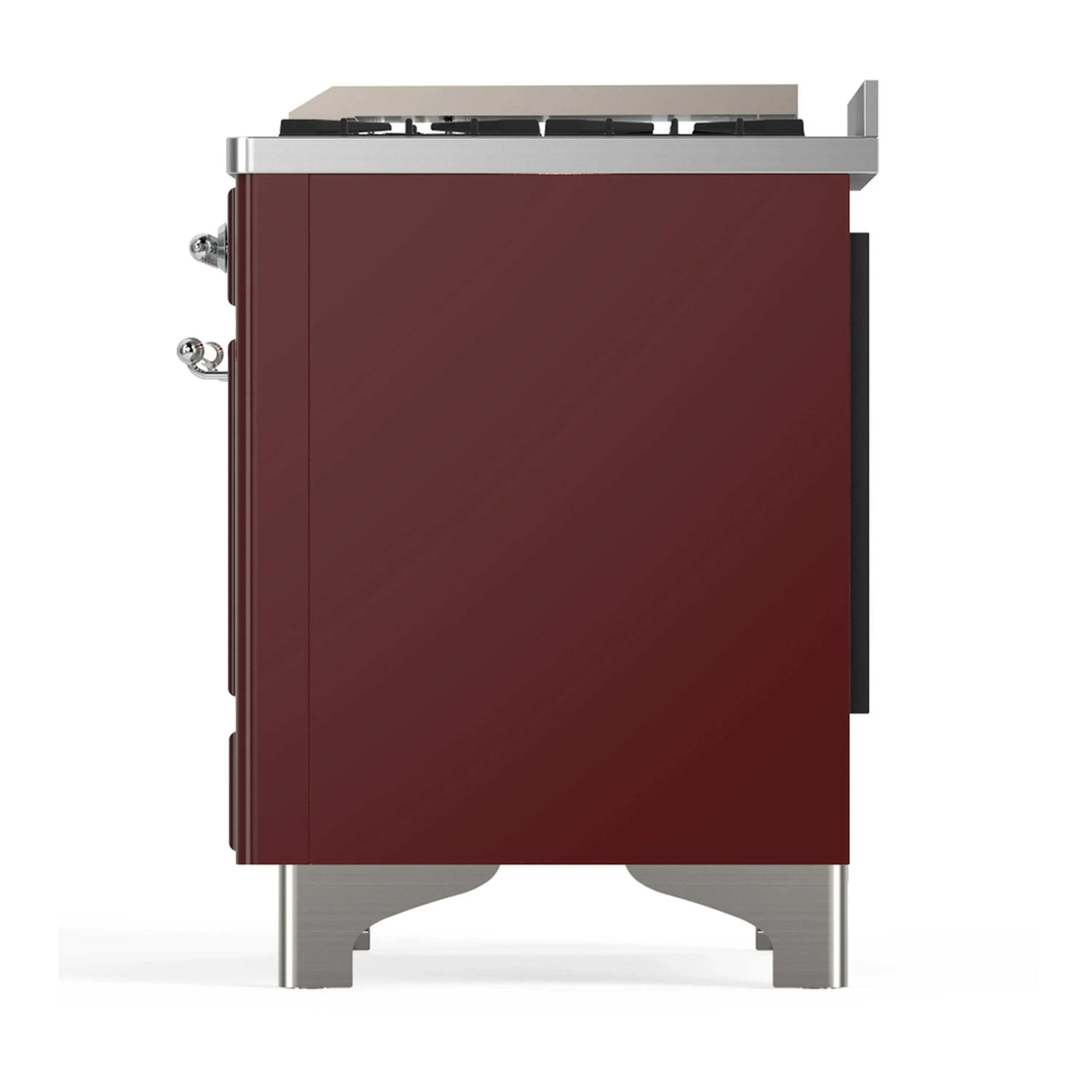 ILVE Majestic III 40-inch Dual Fuel Range with 6 Natural Gas Burner, Griddle and Triple Glass Door Electric Oven in Burgundy with Chrome Trim (UMD40FNR3BUC) - Image 8