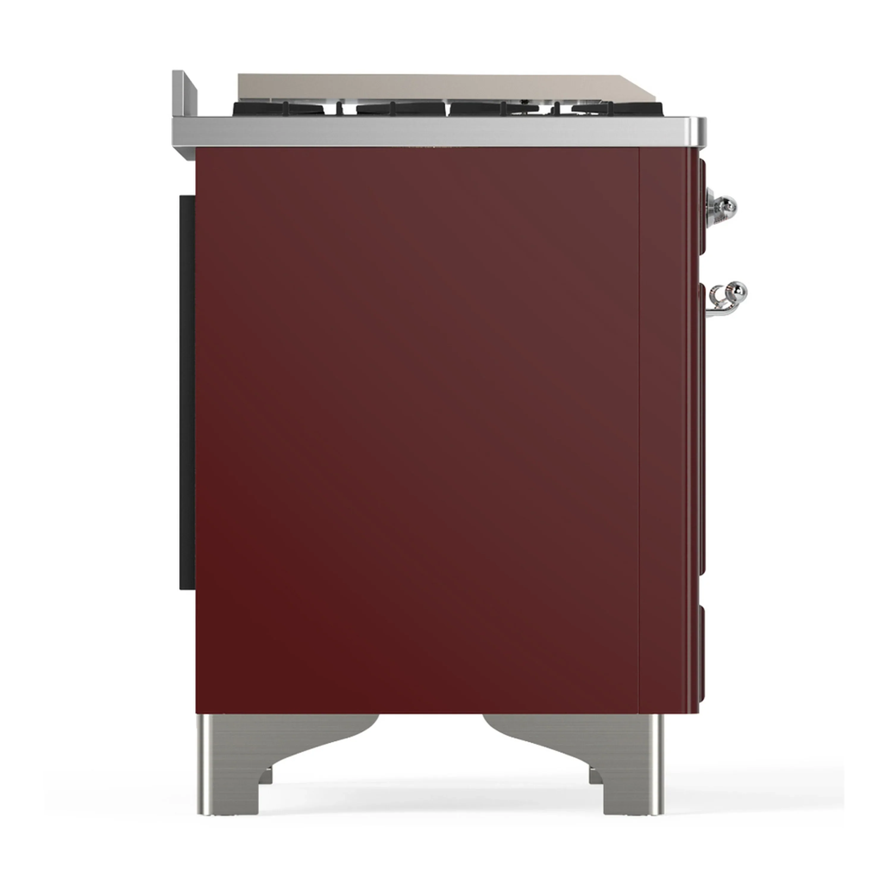 ILVE Majestic III 40-inch Dual Fuel Range with 6 Natural Gas Burner, Griddle and Triple Glass Door Electric Oven in Burgundy with Chrome Trim (UMD40FNR3BUC) - Image 9