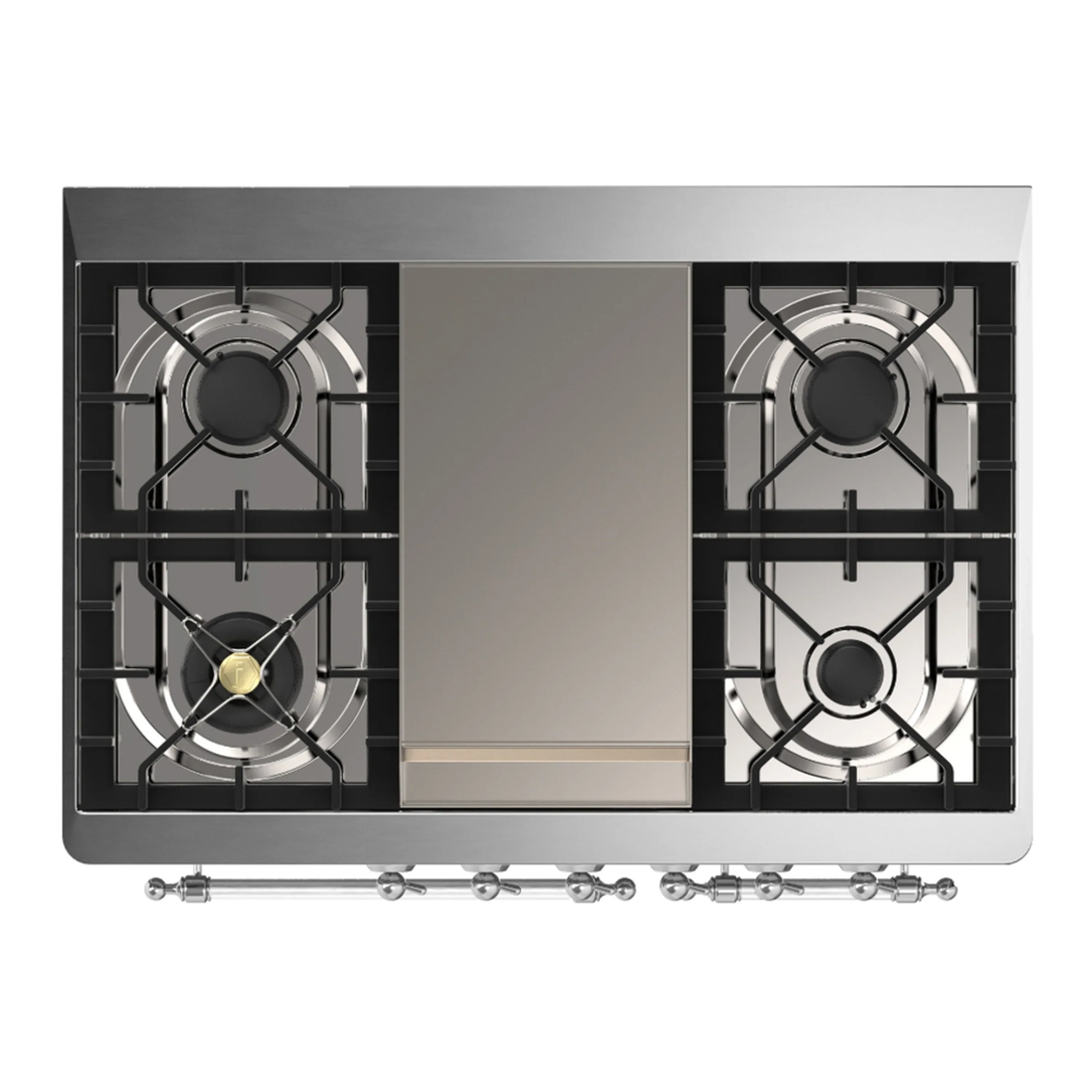 ILVE Majestic III 40-inch Dual Fuel Range with 6 Natural Gas Burner, Griddle and Solid Door Electric Oven in Emerald Green with Chrome Trim (UMD40FQNR3EGC) - Image 2