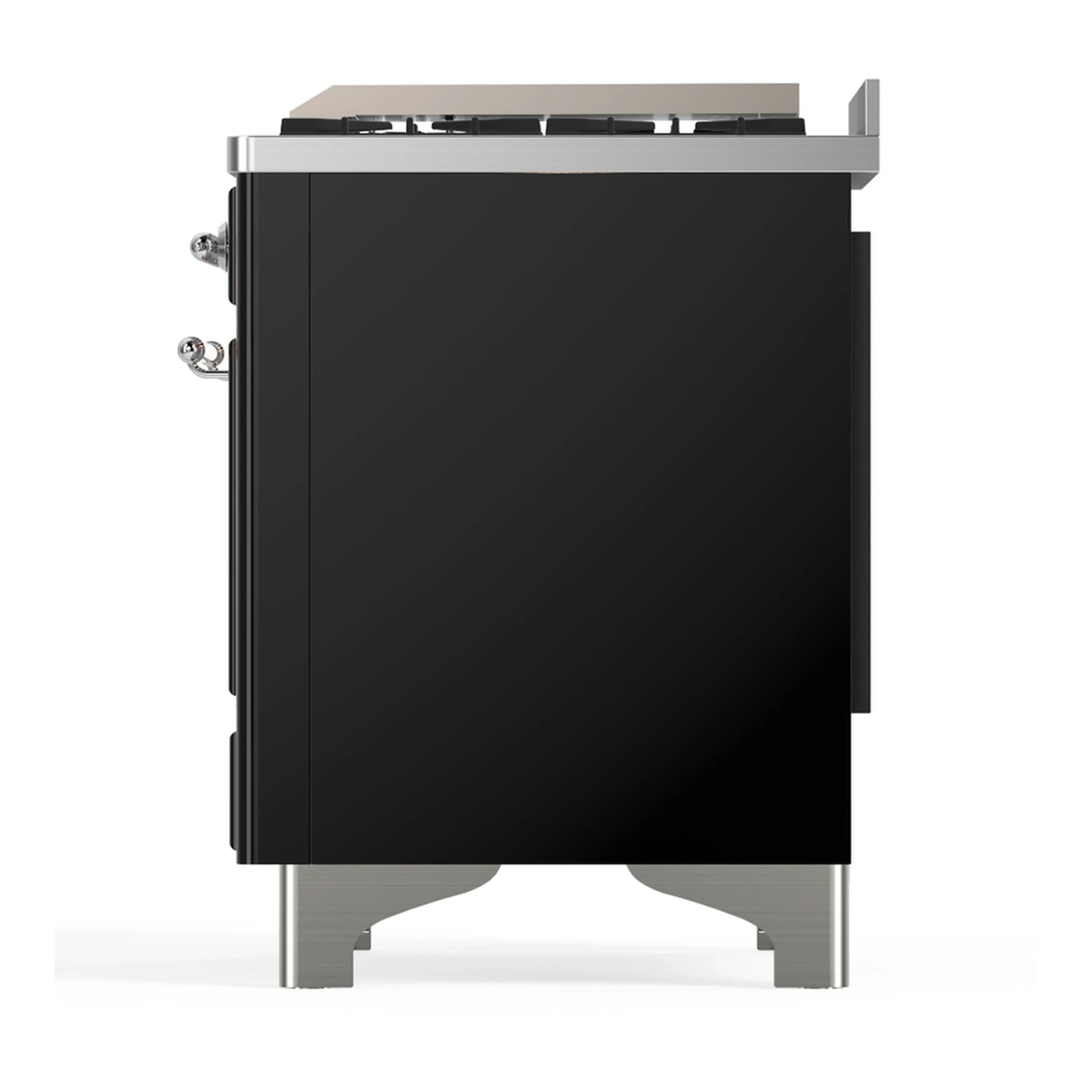 ILVE Majestic III 40-inch Dual Fuel Range with 6 Natural Gas Burner, Griddle and Triple Glass Door Electric Oven in Glossy Black with Chrome Trim (UMD40FNR3BKC) - Image 8