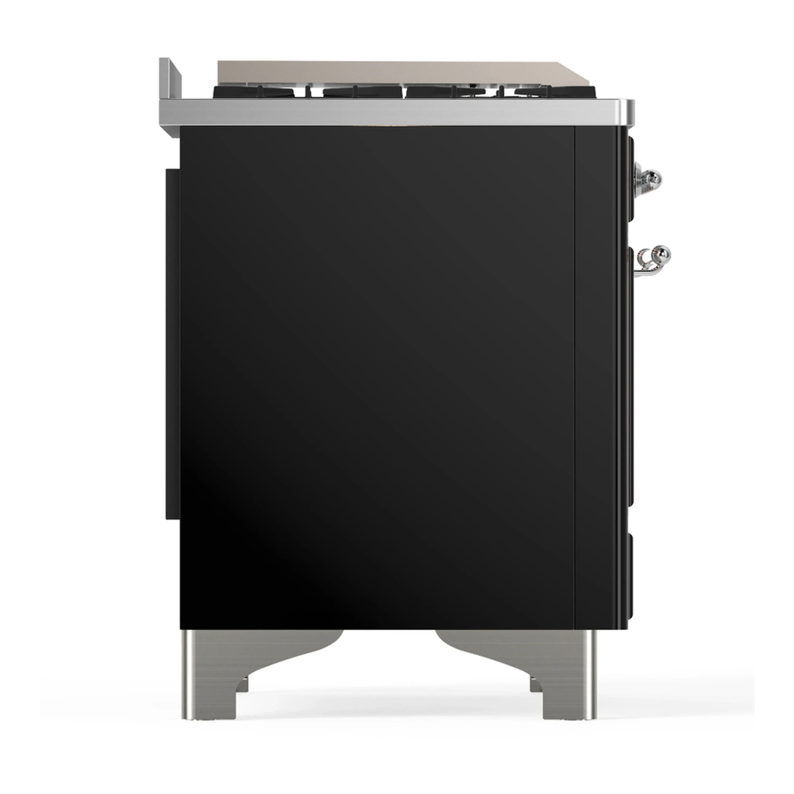 ILVE Majestic III 40-inch Dual Fuel Range with 6 Natural Gas Burner, Griddle and Triple Glass Door Electric Oven in Glossy Black with Chrome Trim (UMD40FNR3BKC) - Image 9