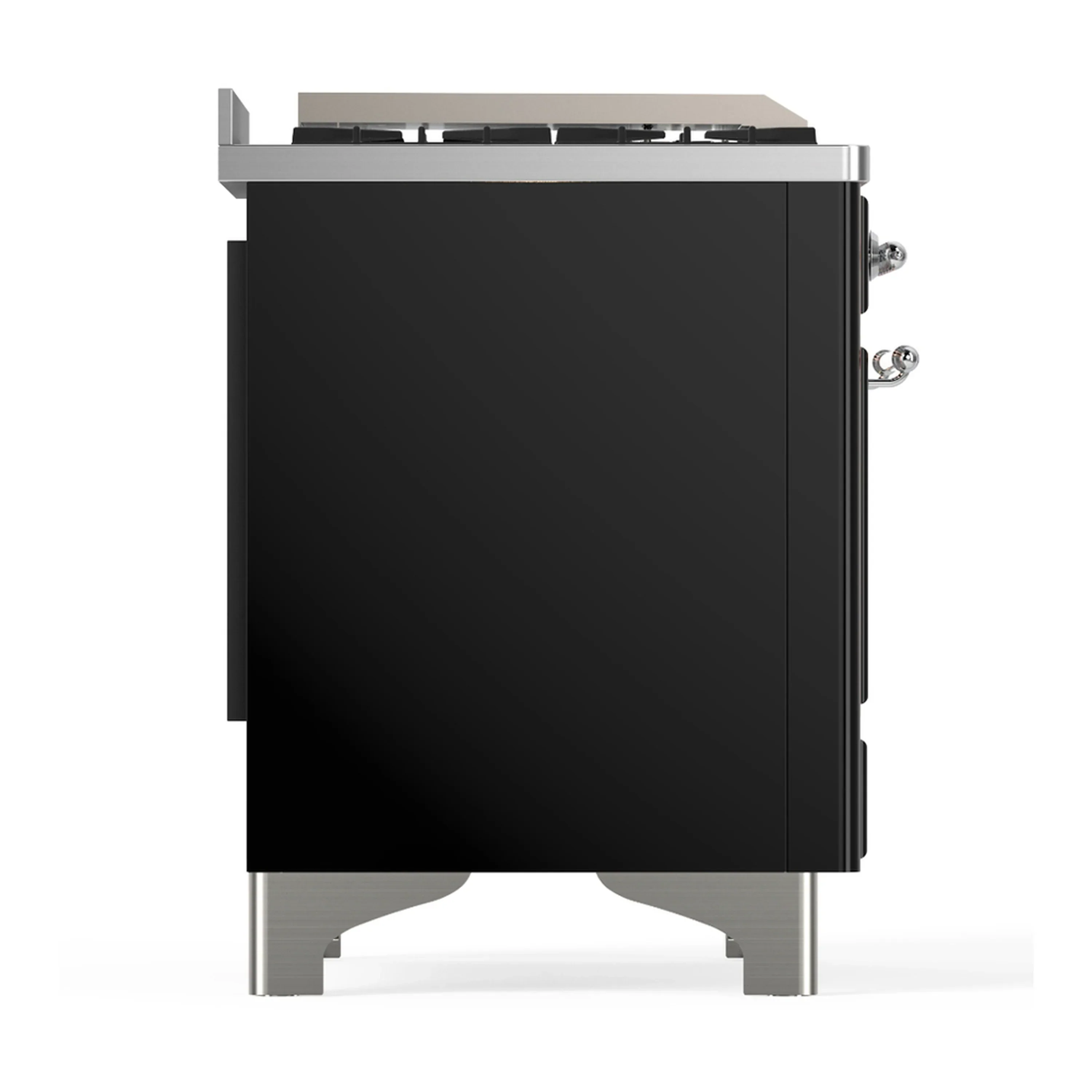 ILVE Majestic III 40-inch Dual Fuel Range with 5 Liquid Propane Burner, Griddle and Solid Door Electric Oven in Glossy Black with Chrome Trim (UMD40FQNR3BKCLP) - Image 8