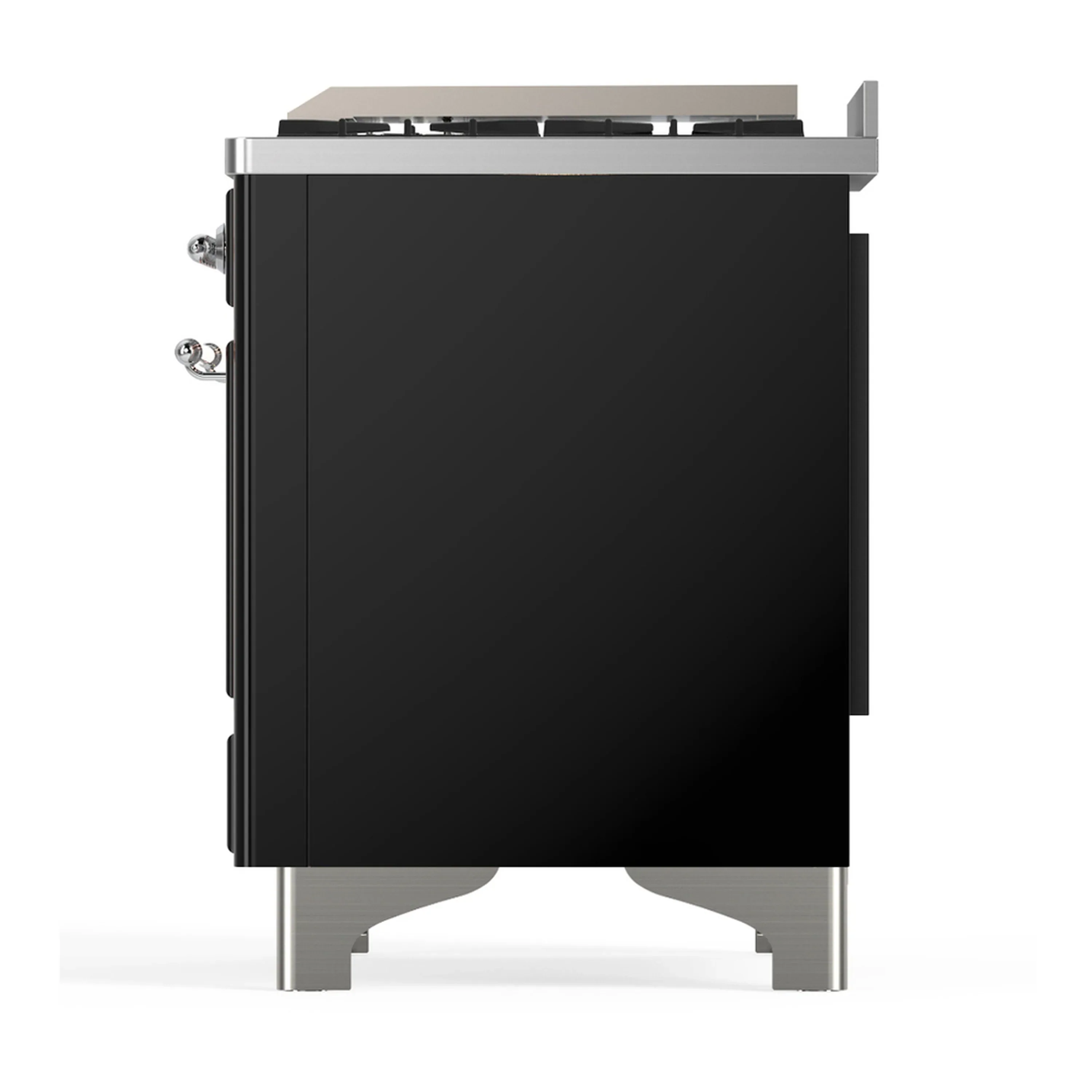 ILVE Majestic III 40-inch Dual Fuel Range with 5 Liquid Propane Burner, Griddle and Solid Door Electric Oven in Glossy Black with Chrome Trim (UMD40FQNR3BKCLP) - Image 9