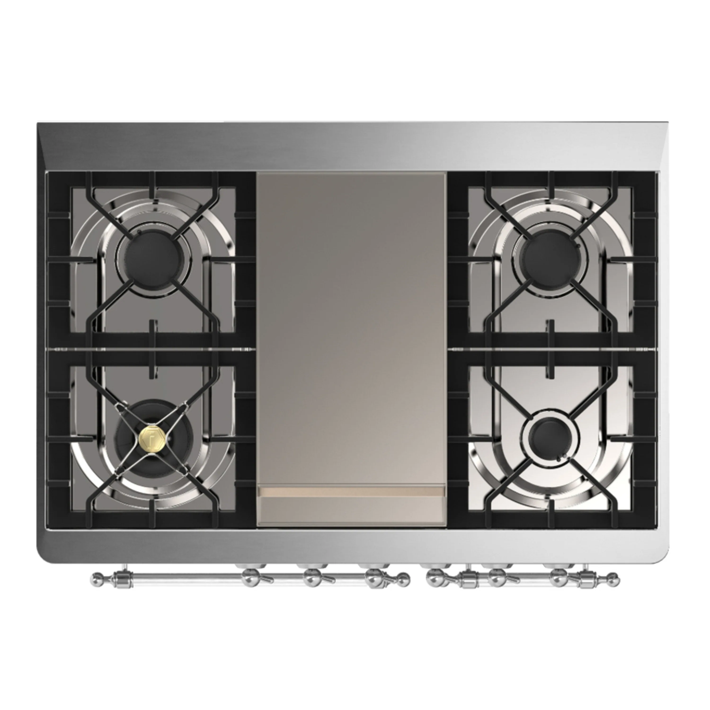 ILVE Majestic III 40-inch Dual Fuel Range with 6 Natural Gas Burner, Griddle and Solid Door Electric Oven in Midnight Blue with Chrome Trim (UMD40FQNR3MBC) - Image 2