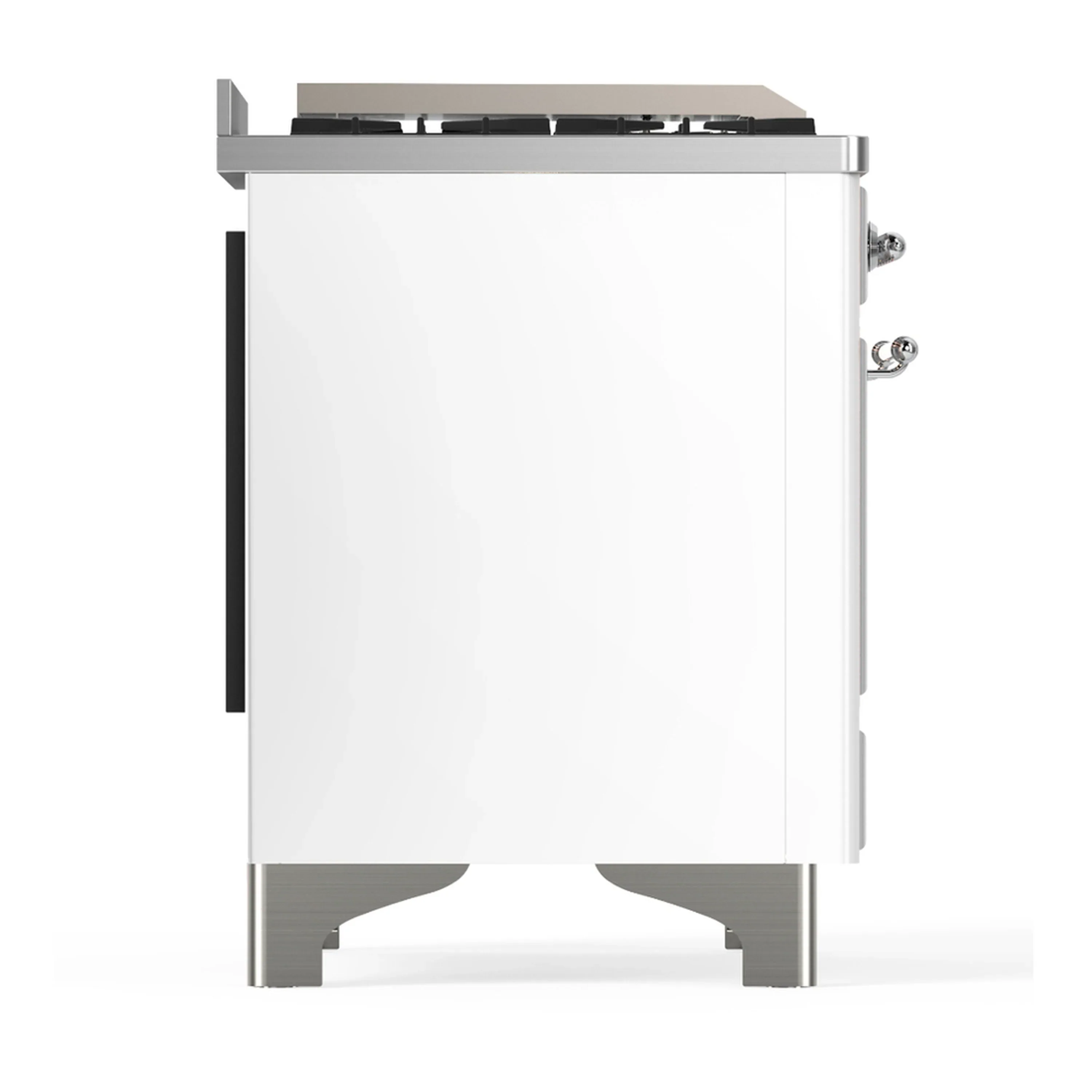 ILVE Majestic III 40-inch Dual Fuel Range with 6 Natural Gas Burner, Griddle and Triple Glass Door Electric Oven in White with Chrome Trim (UMD40FNR3WHC) - Image 9