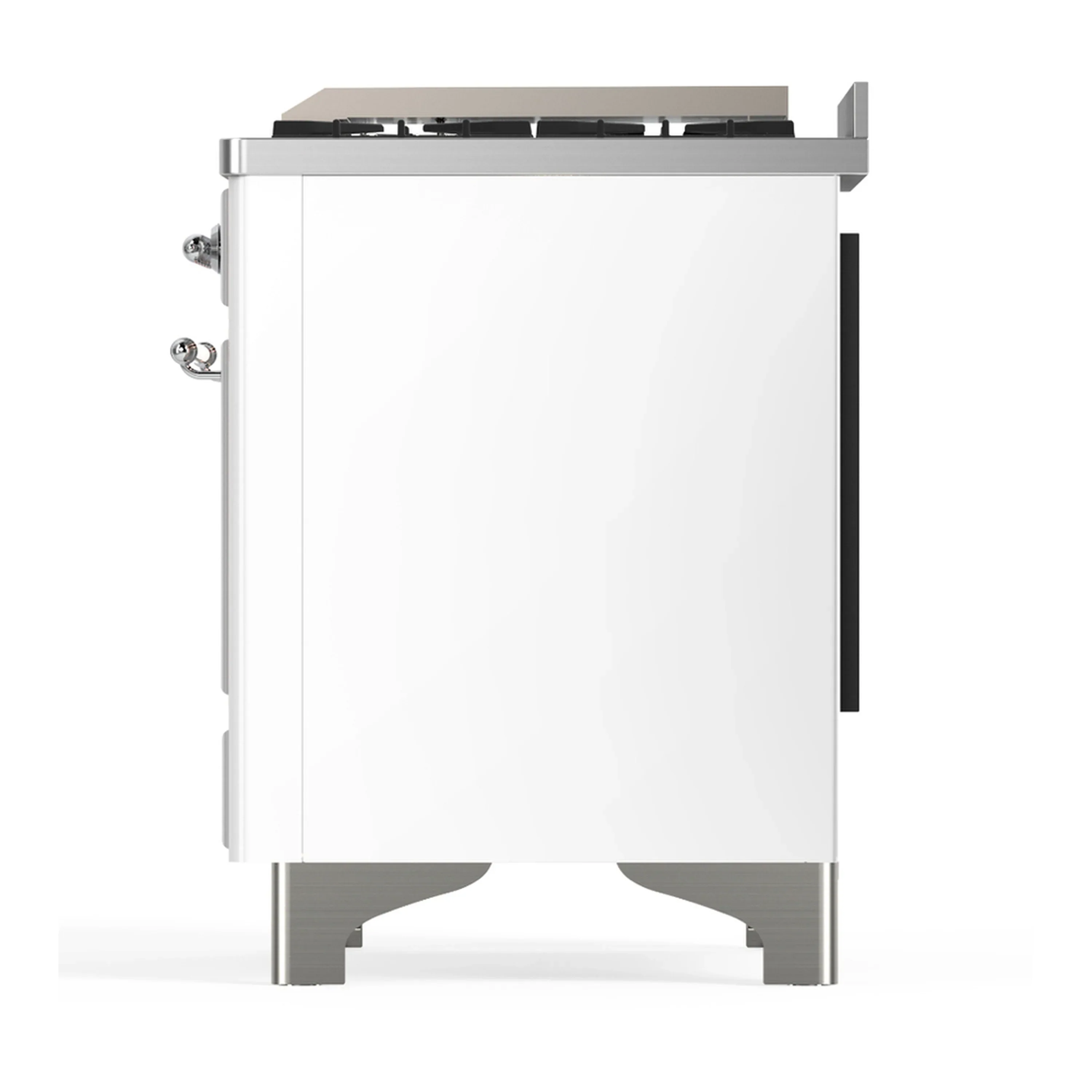 ILVE Majestic III 40-inch Dual Fuel Range with 6 Natural Gas Burner, Griddle and Triple Glass Door Electric Oven in White with Chrome Trim (UMD40FNR3WHC) - Image 8