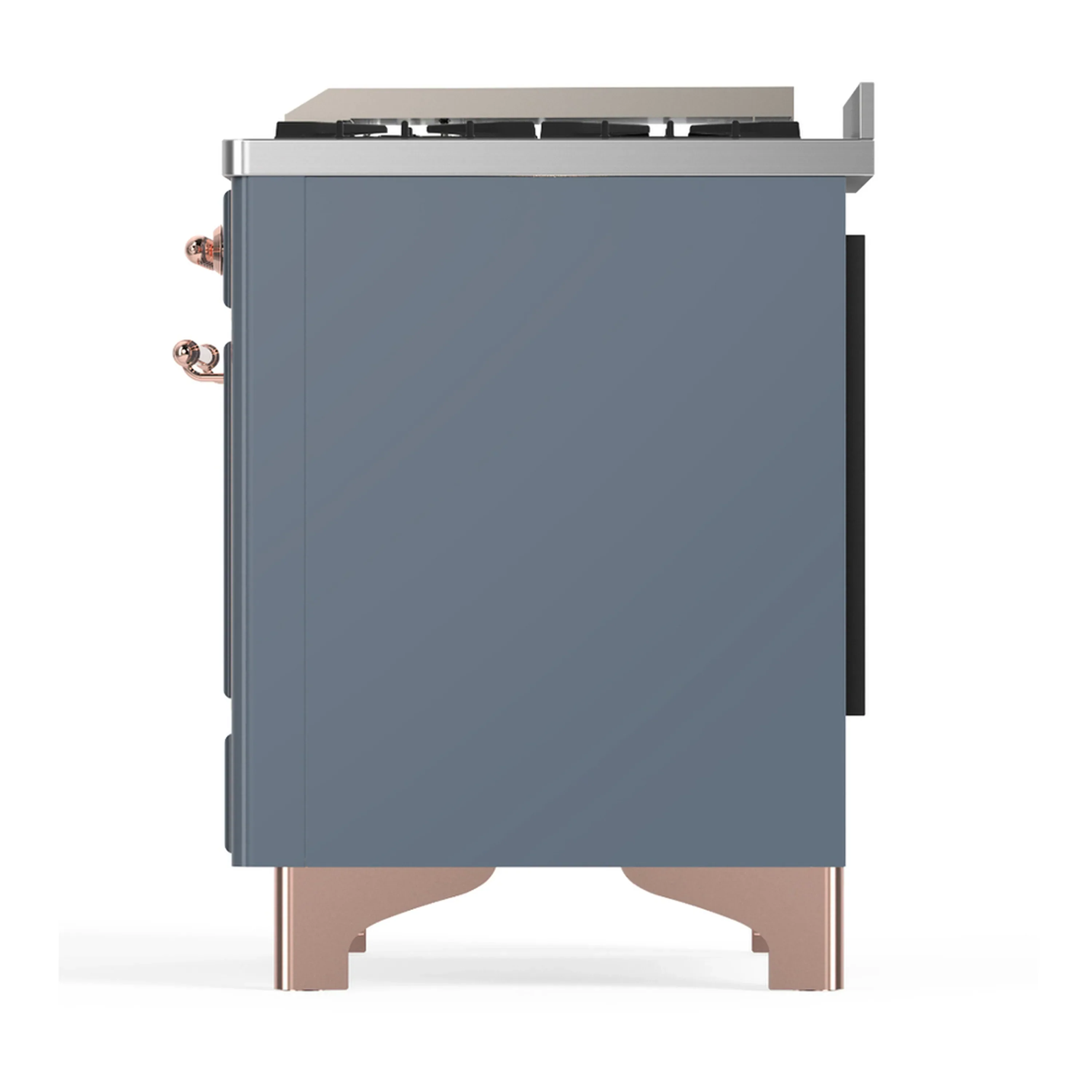 ILVE Majestic III 40-inch Dual Fuel Range with 6 Natural Gas Burner, Griddle and Solid Door Electric Oven in Blue Grey with Copper Trim (UMD40FQNR3BGP) - Image 8