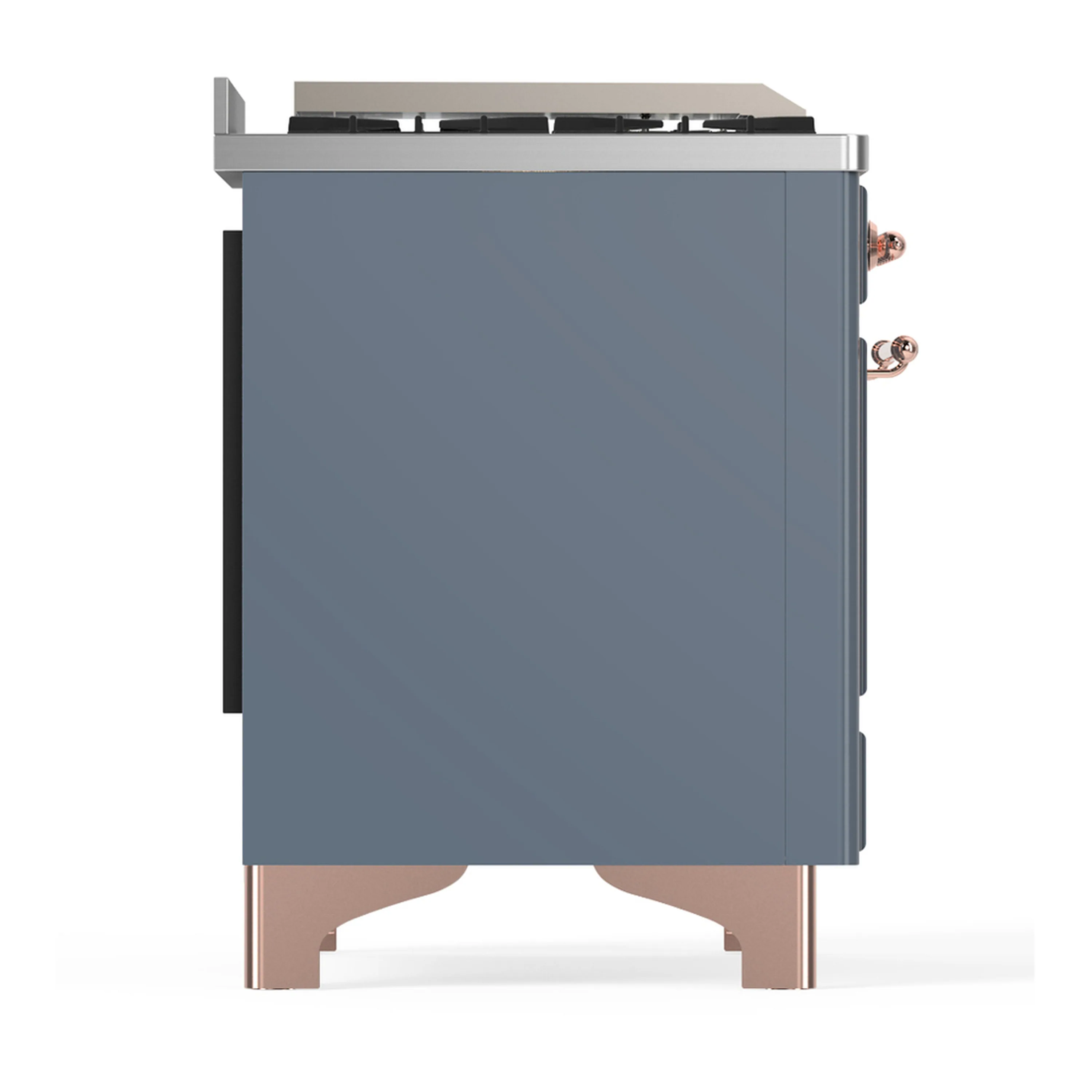 ILVE Majestic III 40-inch Dual Fuel Range with 6 Natural Gas Burner, Griddle and Solid Door Electric Oven in Blue Grey with Copper Trim (UMD40FQNR3BGP) - Image 9