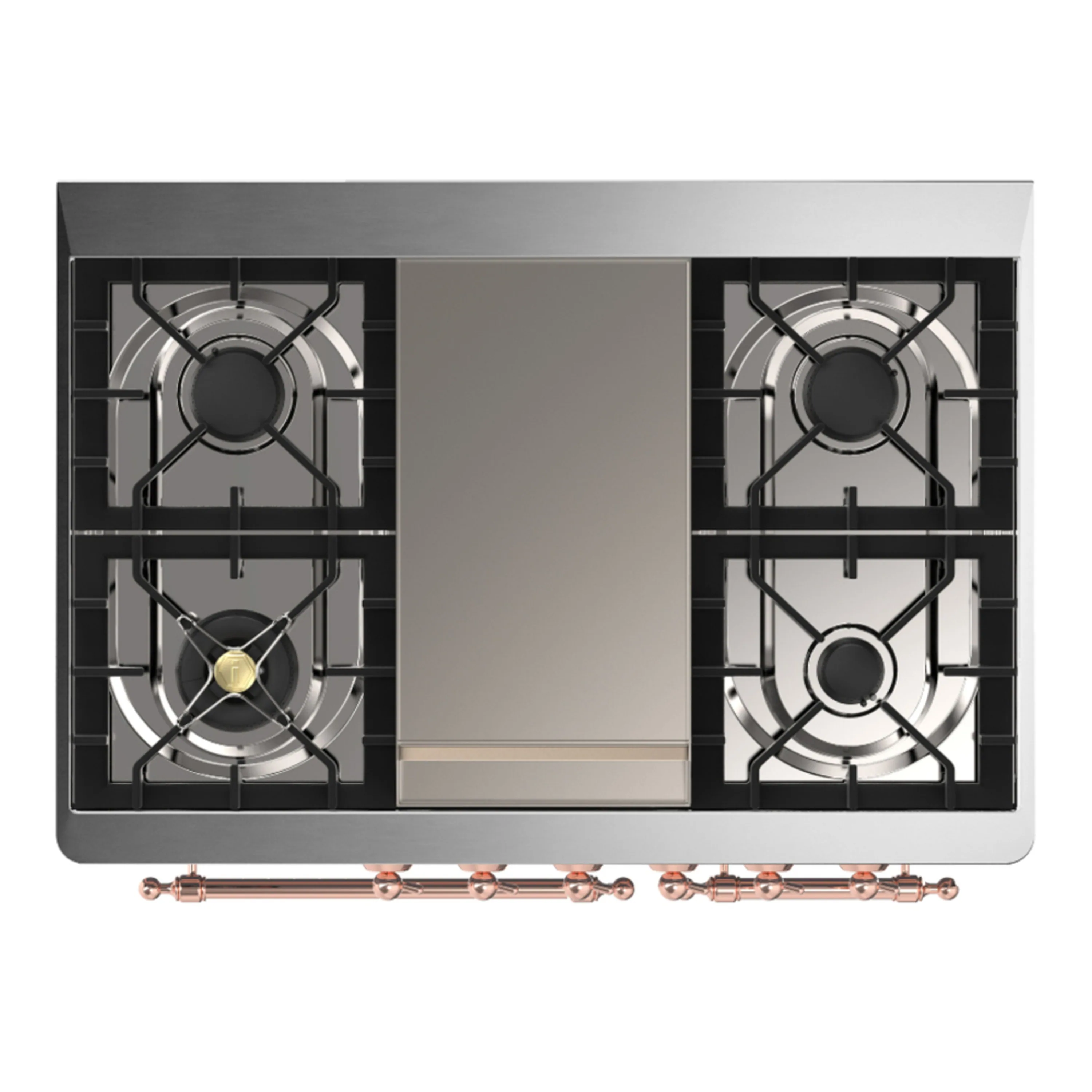 ILVE Majestic III 40-inch Dual Fuel Range with 6 Natural Gas Burner, Griddle and Triple Glass Door Electric Oven in Burgundy with Copper Trim (UMD40FNR3BUP) - Image 2