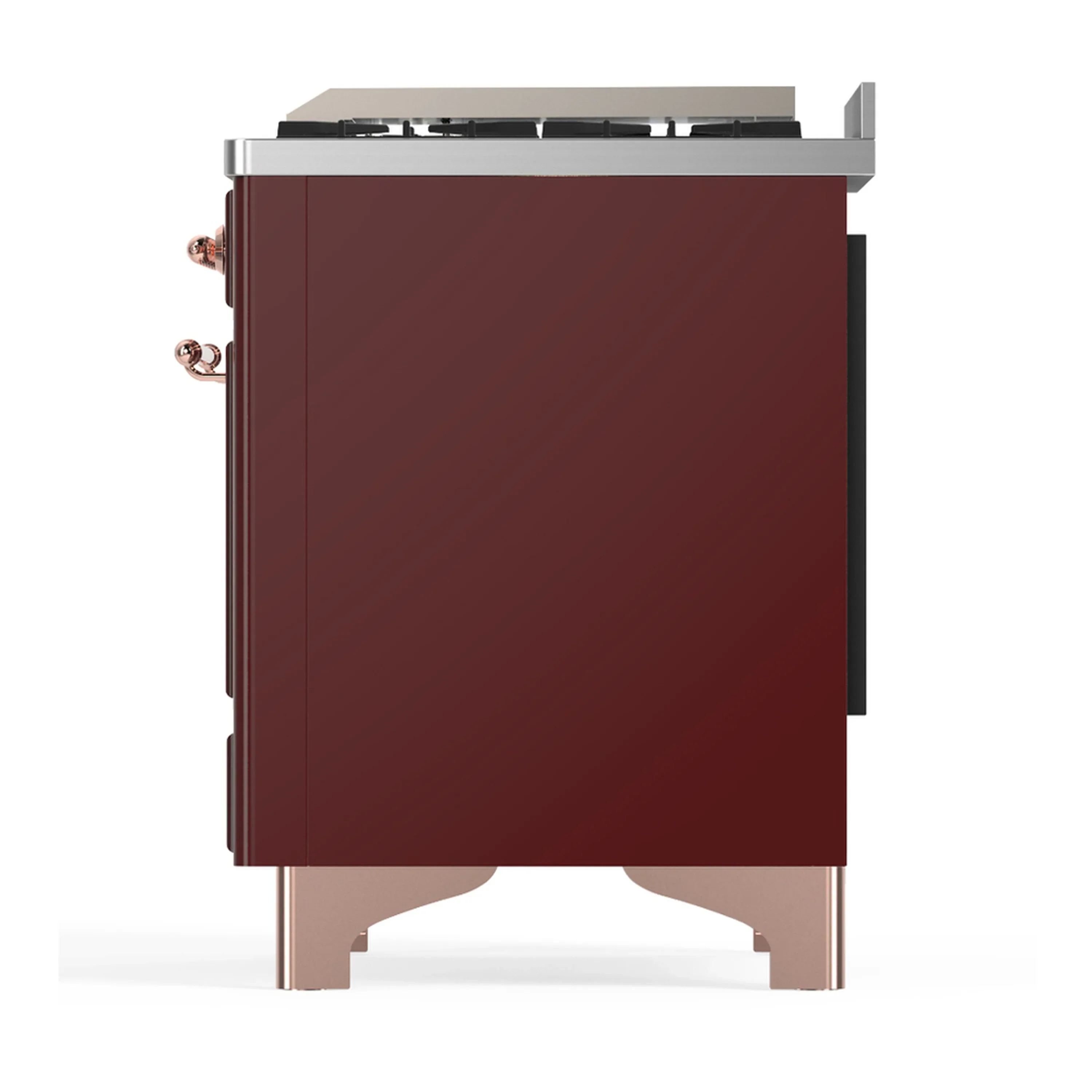 ILVE Majestic III 40-inch Dual Fuel Range with 6 Natural Gas Burner, Griddle and Triple Glass Door Electric Oven in Burgundy with Copper Trim (UMD40FNR3BUP) - Image 8