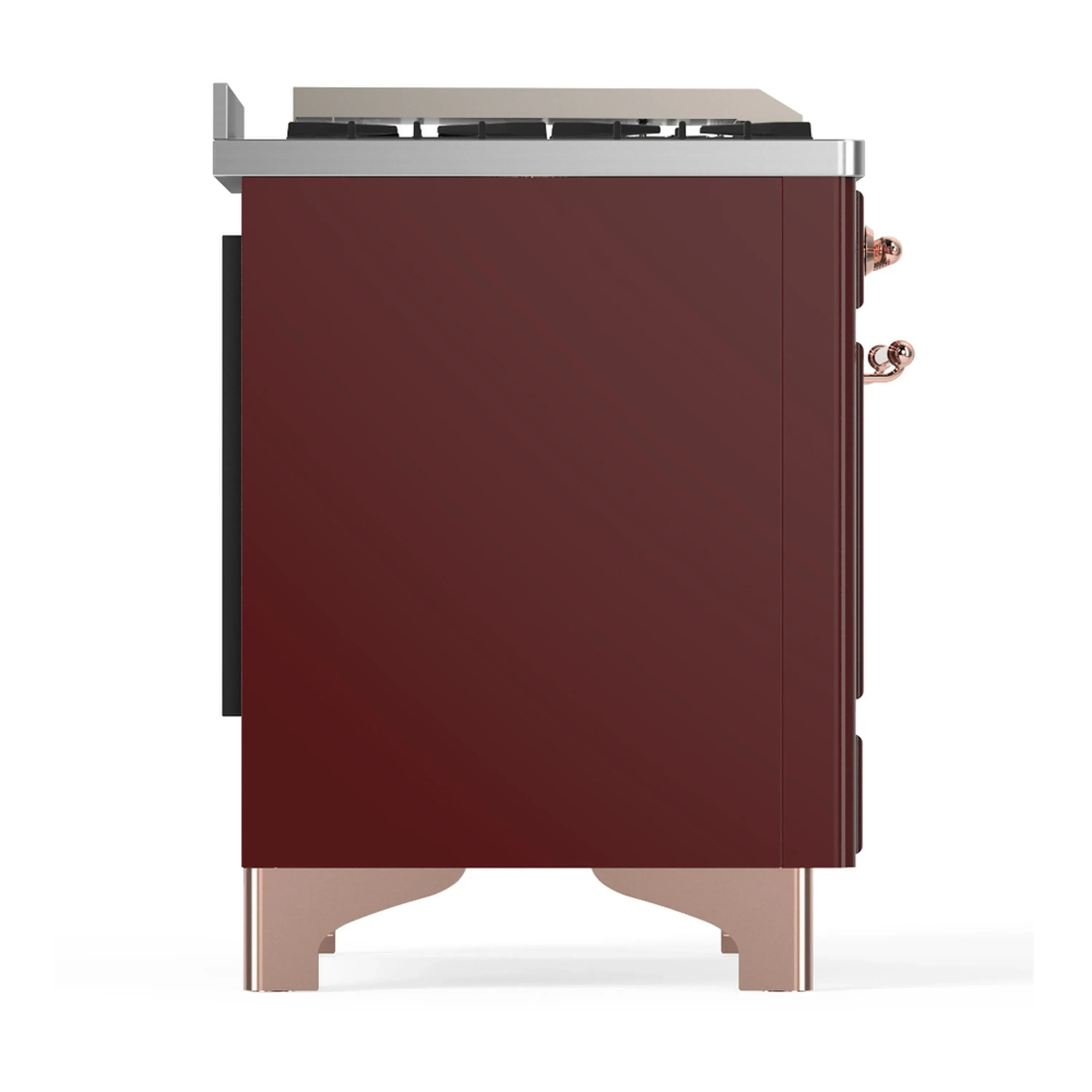 ILVE Majestic III 40-inch Dual Fuel Range with 6 Natural Gas Burner, Griddle and Triple Glass Door Electric Oven in Burgundy with Copper Trim (UMD40FNR3BUP) - Image 9