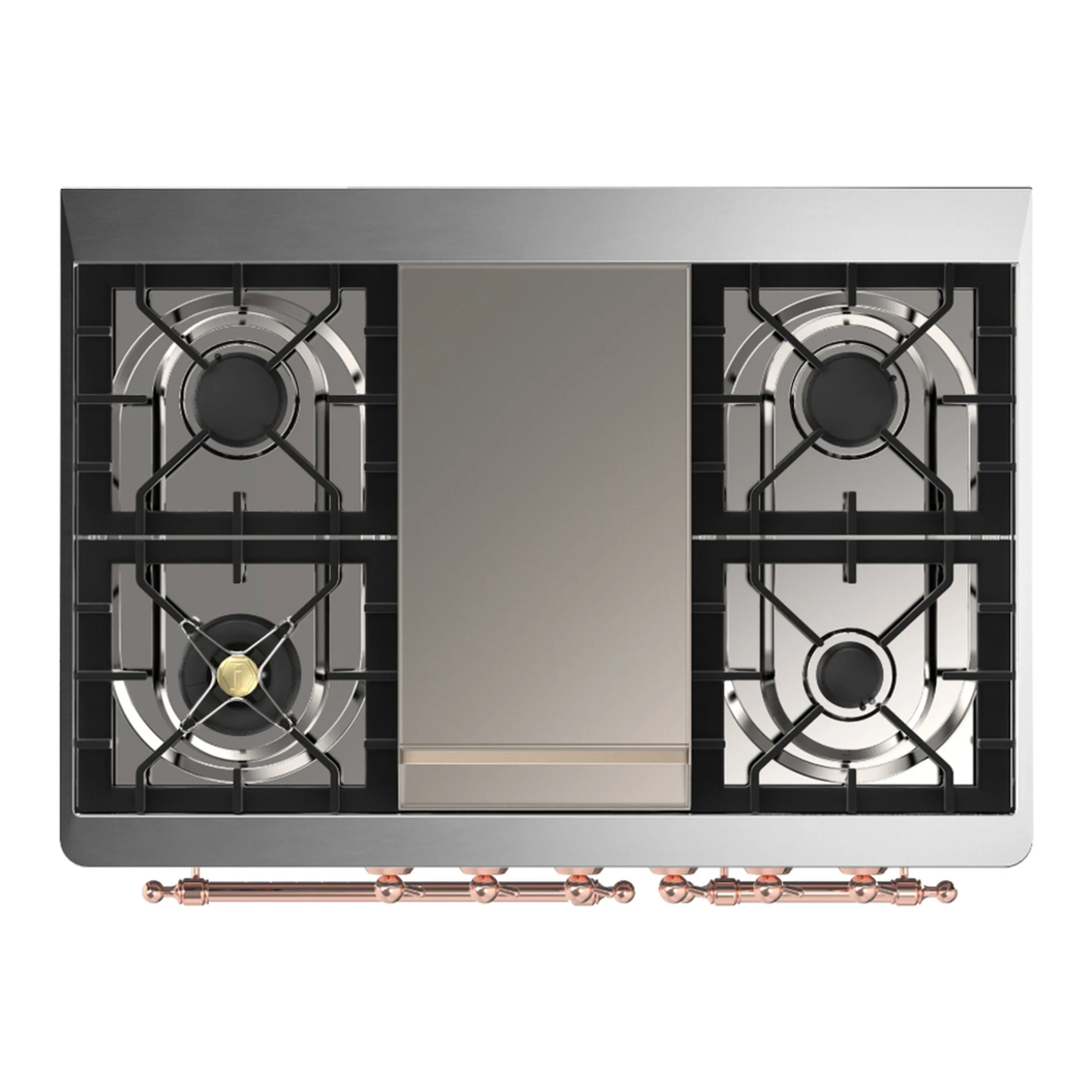 ILVE Majestic III 40-inch Dual Fuel Range with 6 Natural Gas Burner, Griddle and Solid Door Electric Oven in Burgundy with Copper Trim (UMD40FQNR3BUP) - Image 2