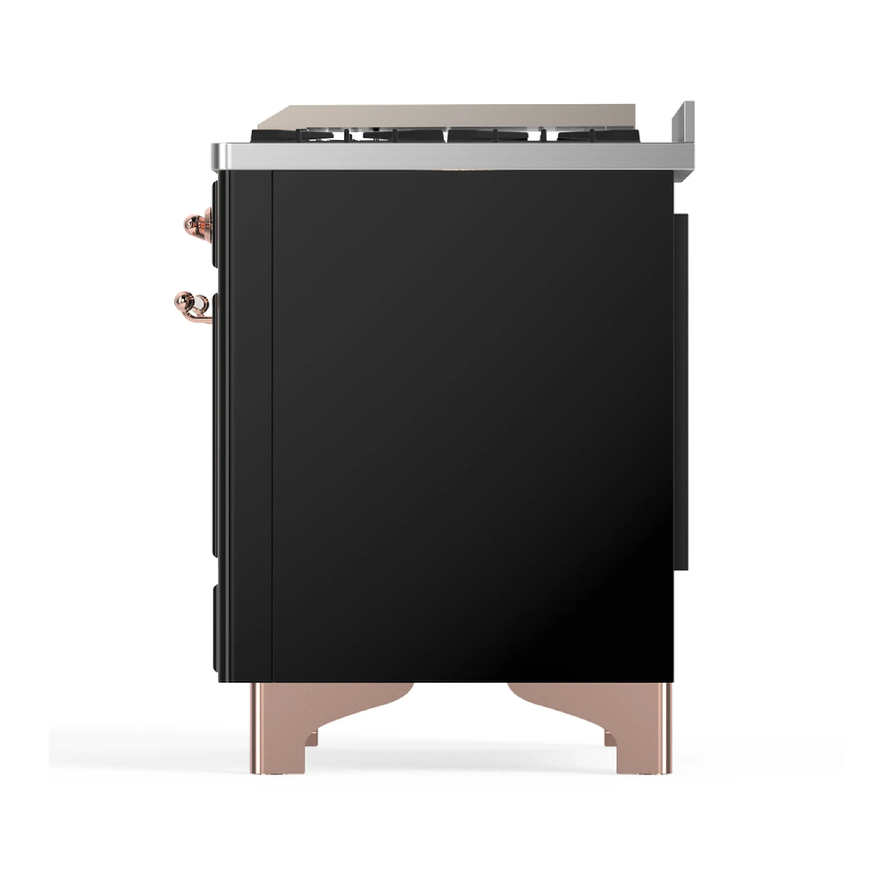 ILVE Majestic III 40-inch Dual Fuel Range with 5 Liquid Propane Burner, Griddle and Triple Glass Door Electric Oven in Glossy Black with Copper Trim (UMD40FNR3BKPLP) - Image 8