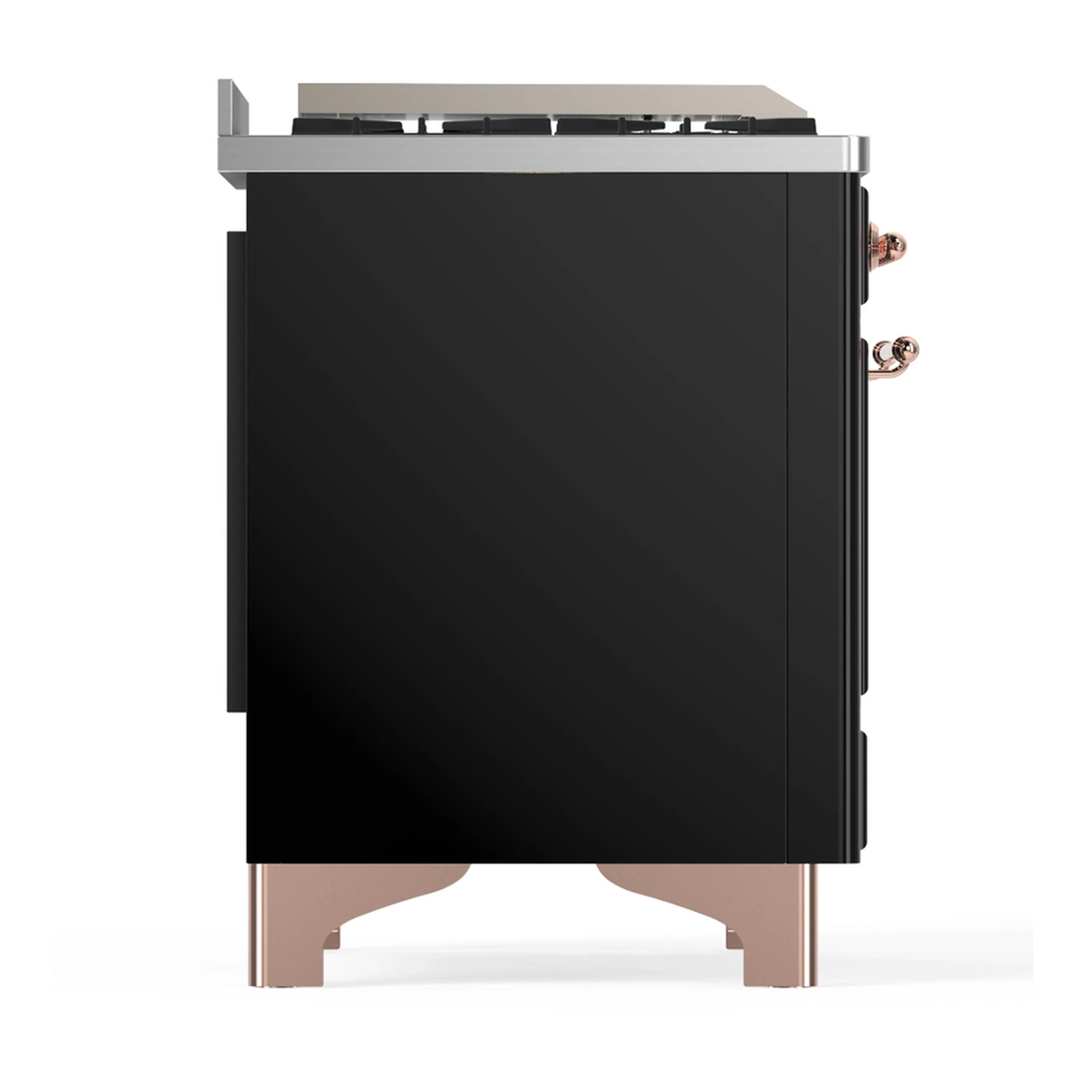 ILVE Majestic III 40-inch Dual Fuel Range with 6 Natural Gas Burner, Griddle and Solid Door Electric Oven in Glossy Black with Copper Trim (UMD40FQNR3BKP) - Image 8
