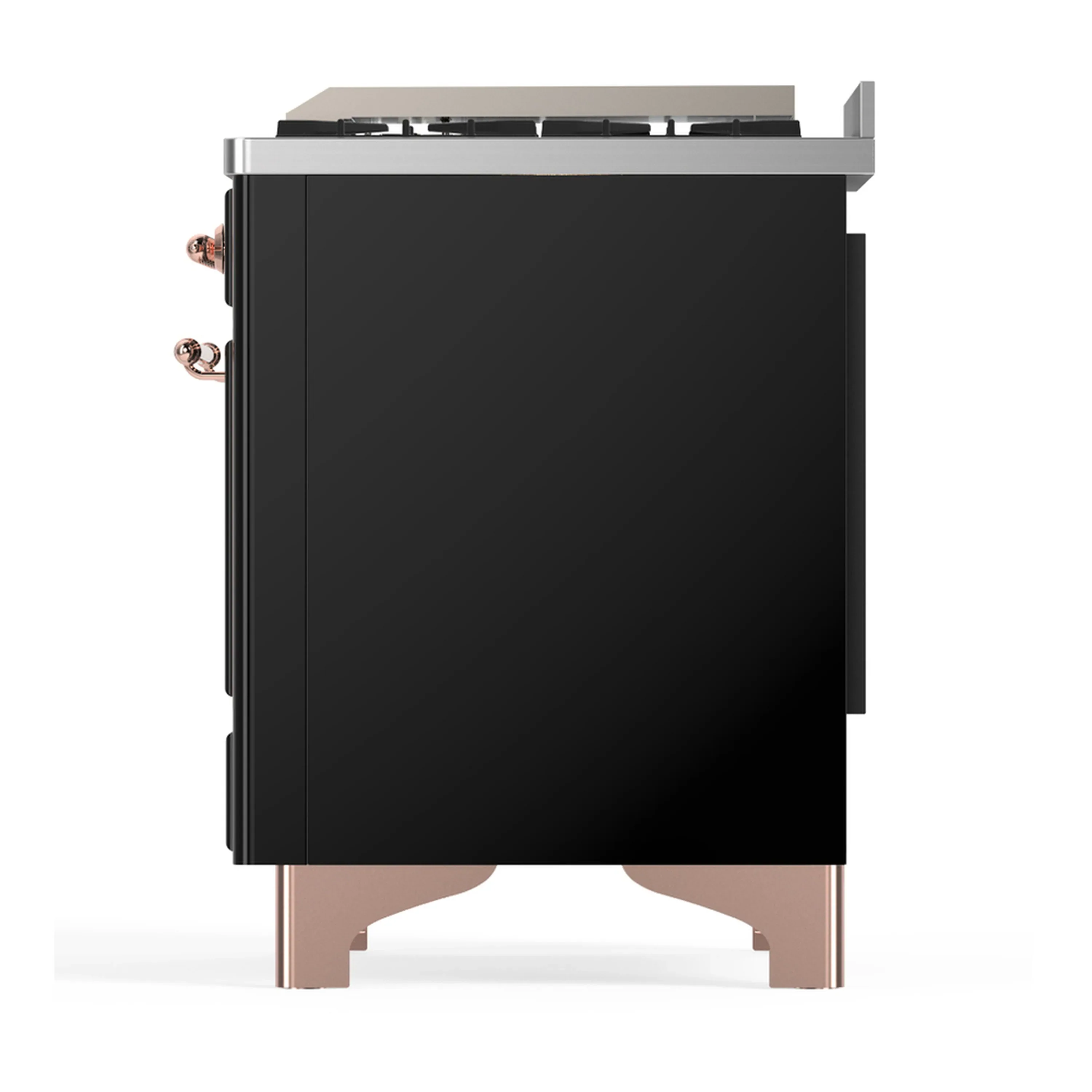 ILVE Majestic III 40-inch Dual Fuel Range with 6 Natural Gas Burner, Griddle and Solid Door Electric Oven in Glossy Black with Copper Trim (UMD40FQNR3BKP) - Image 9
