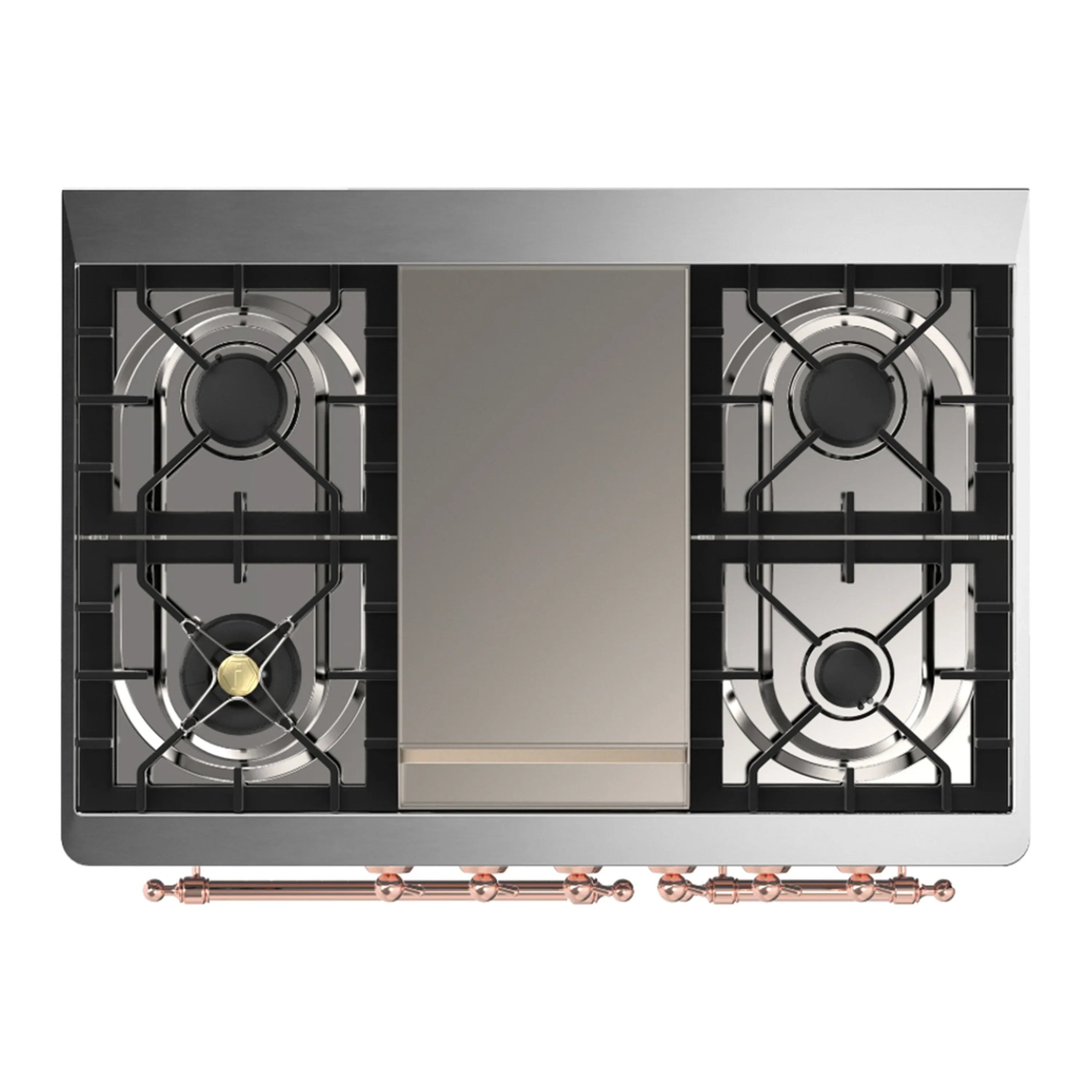 ILVE Majestic III 40-inch Dual Fuel Range with 5 Liquid Propane Burner, Griddle and Solid Door Electric Oven in Graphite Matte with Copper Trim (UMD40FQNR3MGPLP) - Image 2