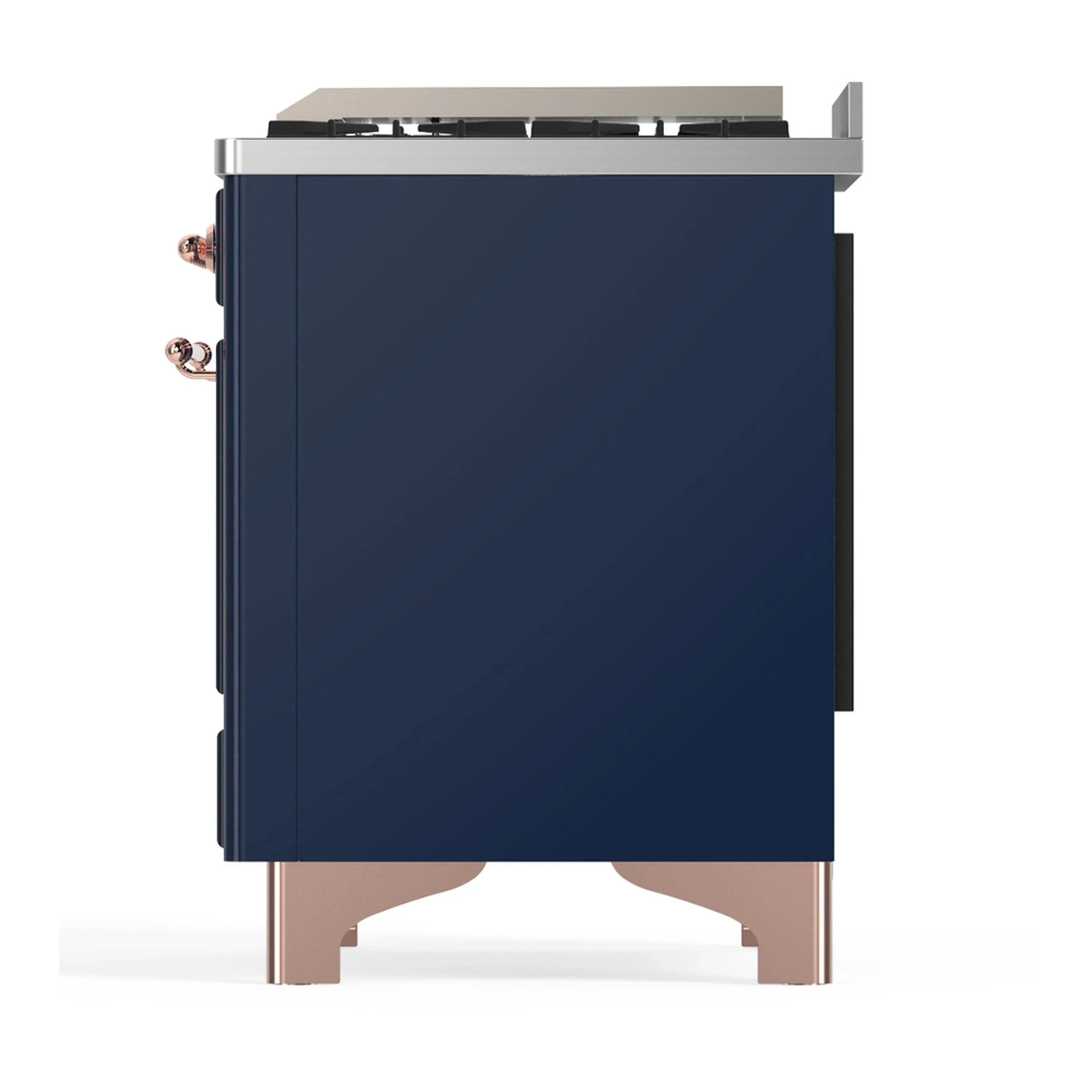 ILVE Majestic III 40-inch Dual Fuel Range with 6 Natural Gas Burner, Griddle and Triple Glass Door Electric Oven in Midnight Blue with Copper Trim (UMD40FNR3MBP) - Image 8