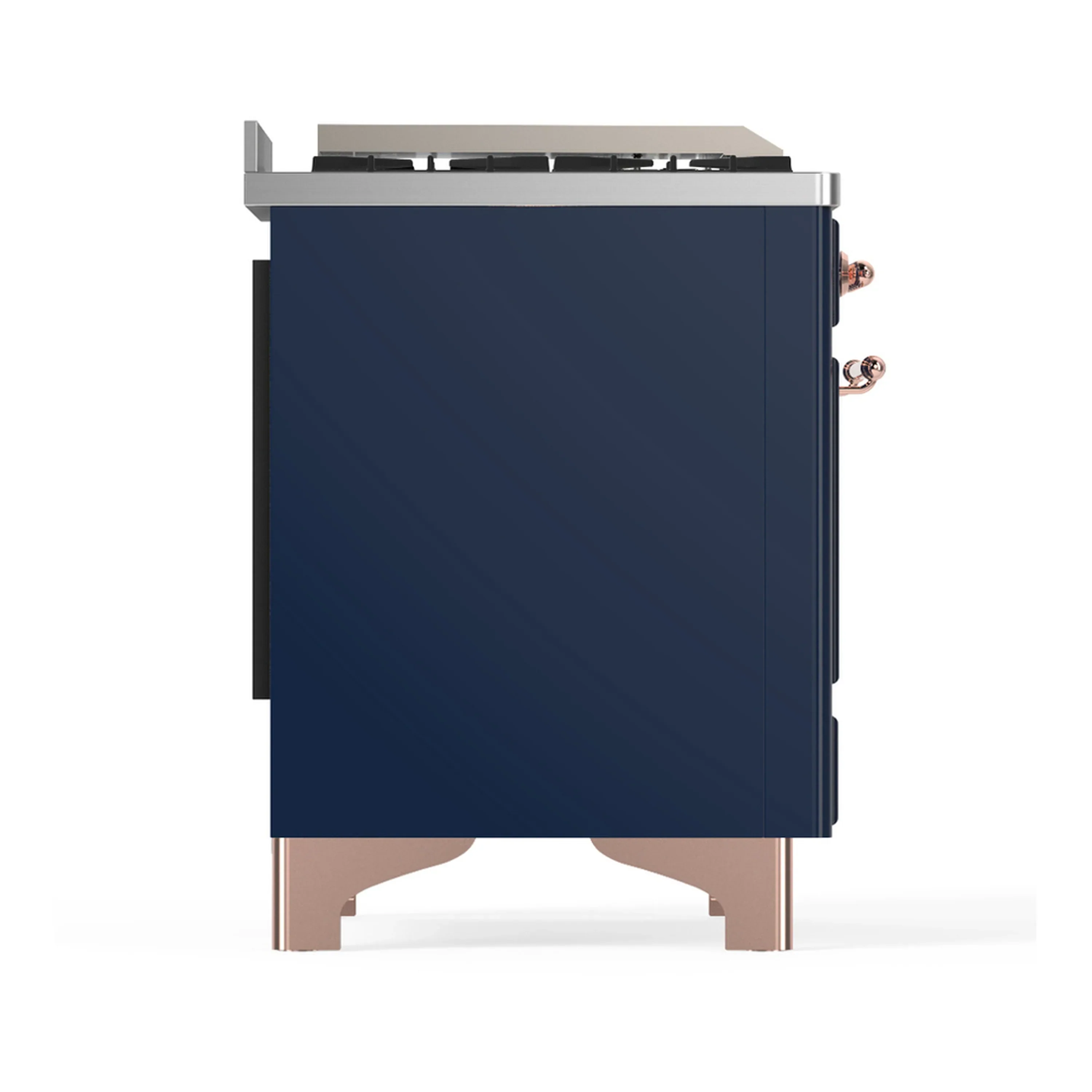 ILVE Majestic III 40-inch Dual Fuel Range with 6 Natural Gas Burner, Griddle and Triple Glass Door Electric Oven in Midnight Blue with Copper Trim (UMD40FNR3MBP) - Image 9