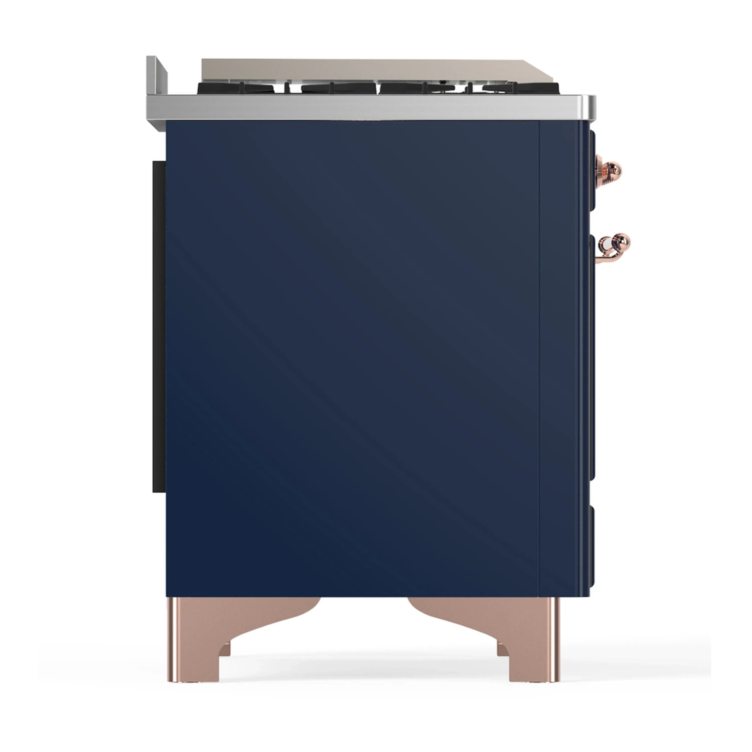 ILVE Majestic III 40-inch Dual Fuel Range with 6 Natural Gas Burner, Griddle and Solid Door Electric Oven in Midnight Blue with Copper Trim (UMD40FQNR3MBP) - Image 8