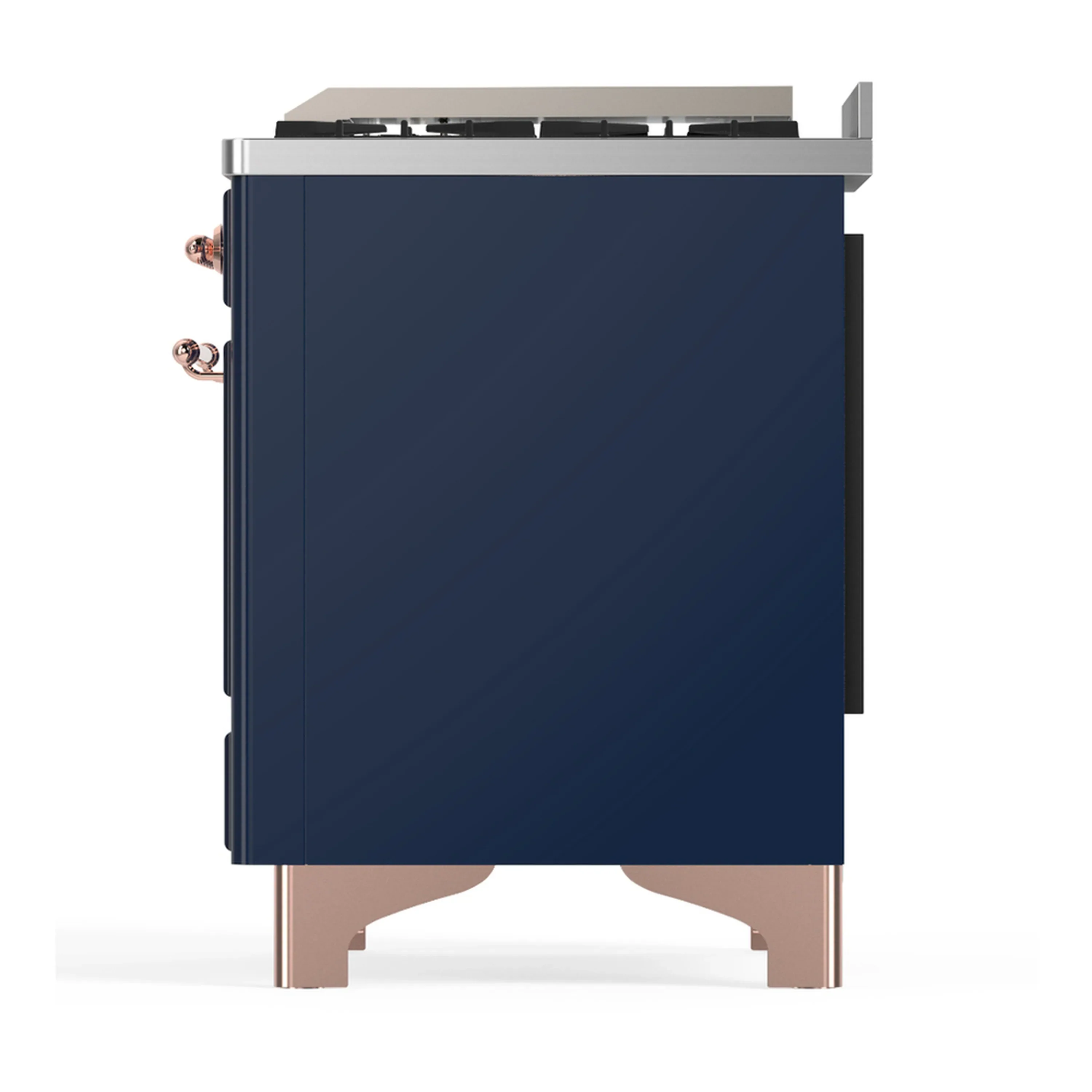 ILVE Majestic III 40-inch Dual Fuel Range with 6 Natural Gas Burner, Griddle and Solid Door Electric Oven in Midnight Blue with Copper Trim (UMD40FQNR3MBP) - Image 9