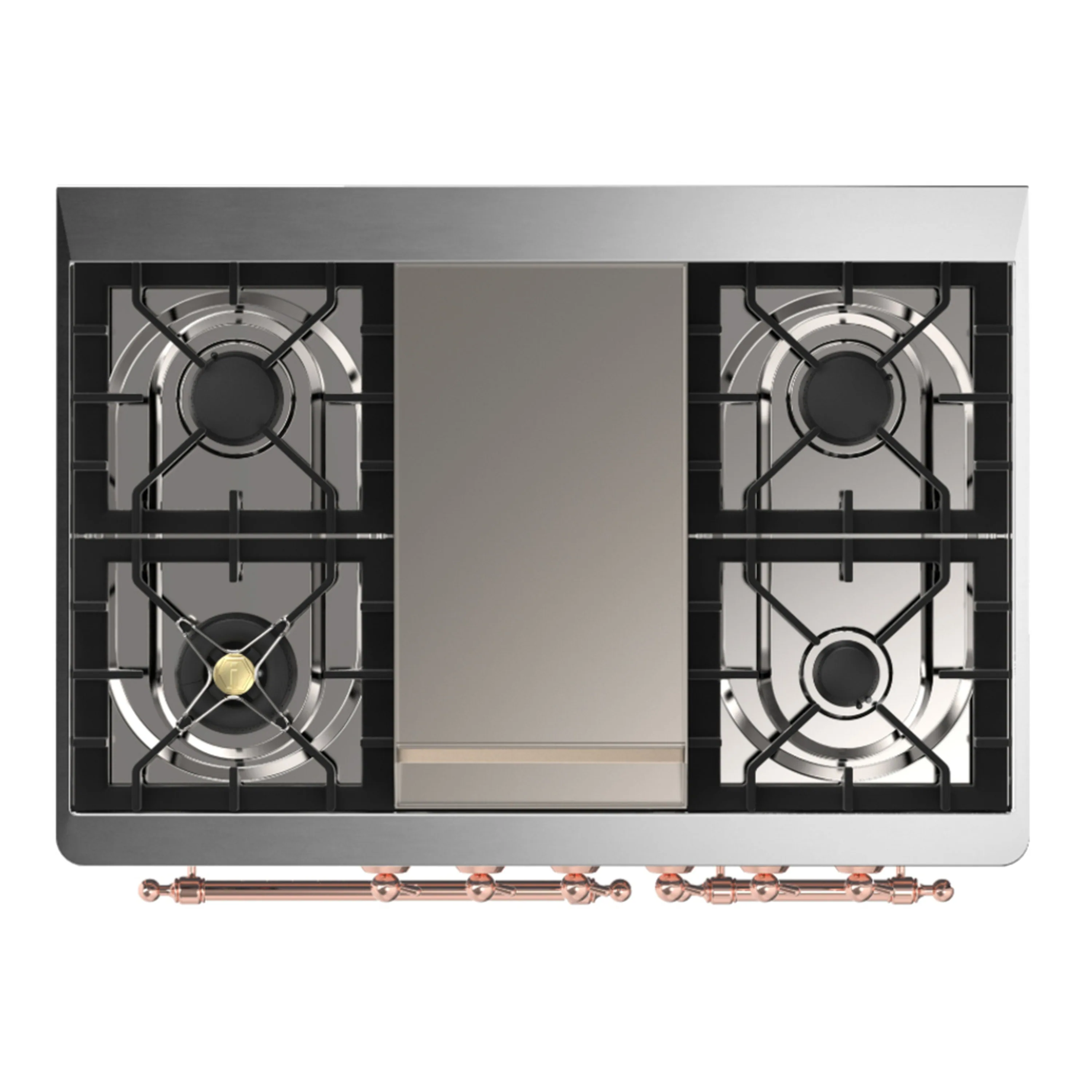 ILVE Majestic III 40-inch Dual Fuel Range with 6 Natural Gas Burner, Griddle and Solid Door Electric Oven in Stainless Steel with Copper Trim (UMD40FQNR3SSP) - Image 2
