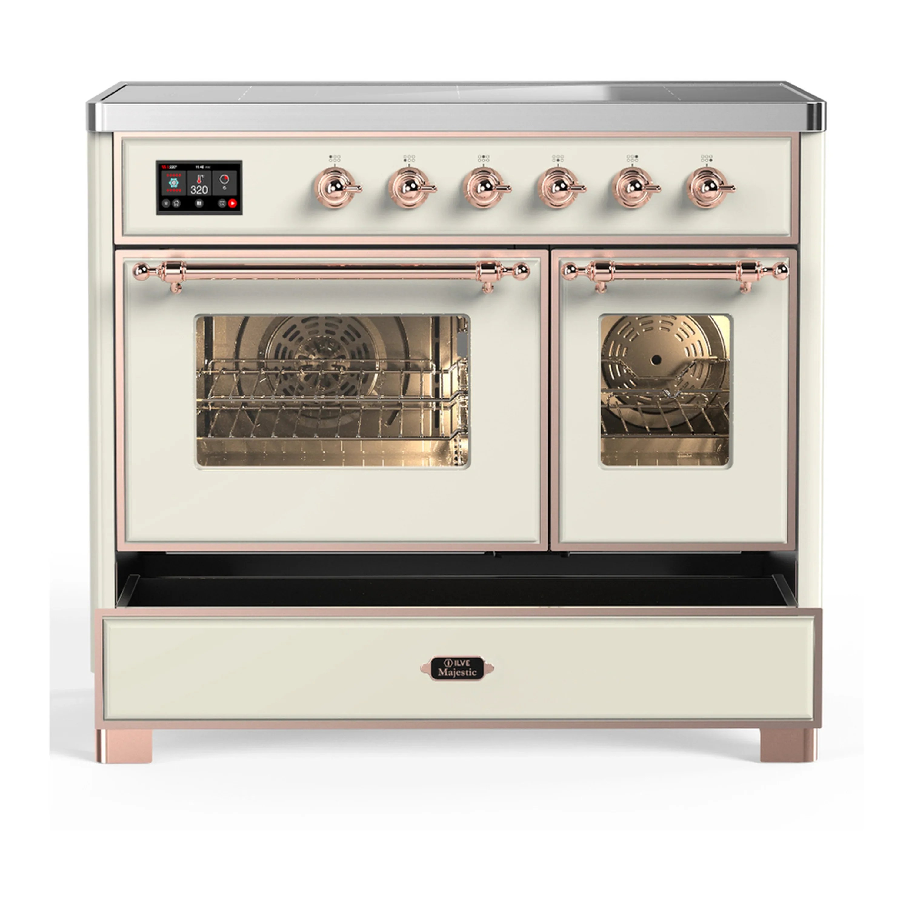 ILVE Majestic III 40-Inch Induction Range with 6 Induction Elements and Triple Glass Door Electric Oven in Antique White with Copper Trim (UMDIB40NR3AWP) - Image 3