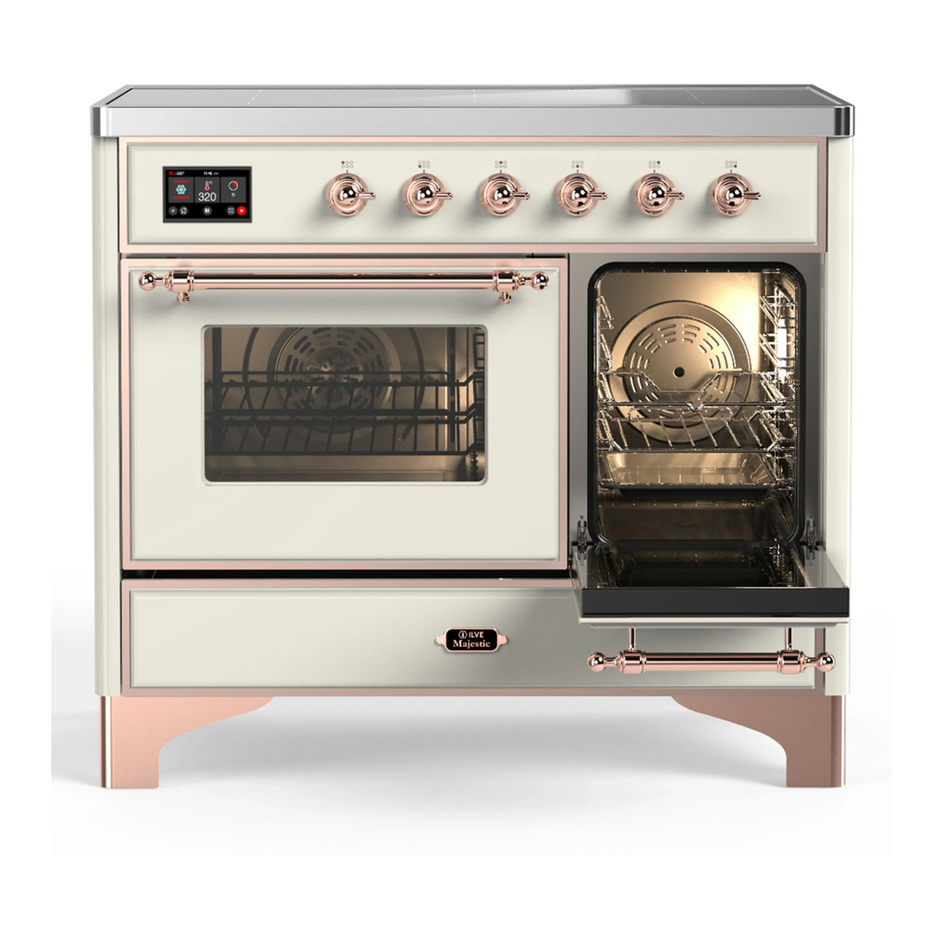 ILVE Majestic III 40-Inch Induction Range with 6 Induction Elements and Triple Glass Door Electric Oven in Antique White with Copper Trim (UMDIB40NR3AWP) - Image 4