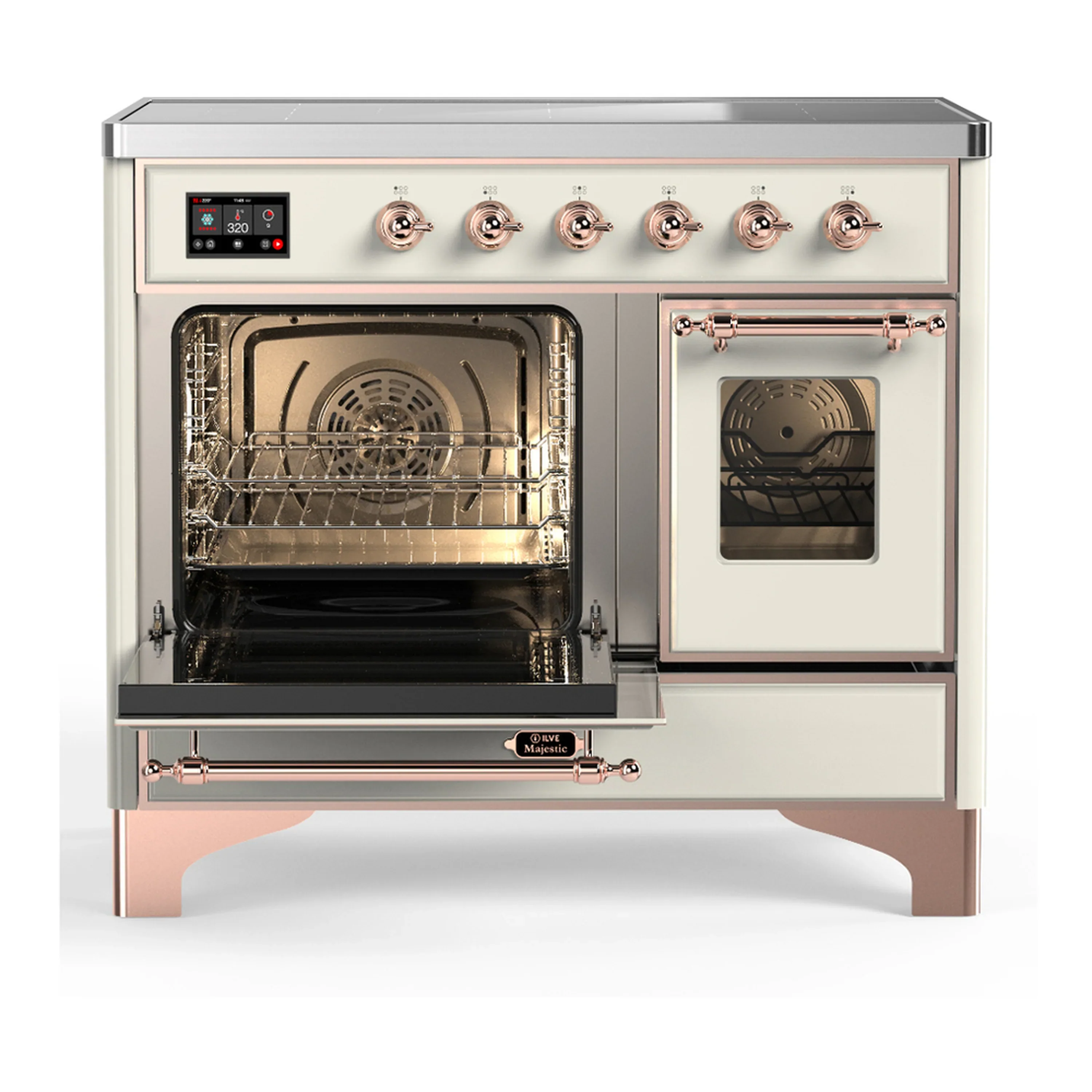 ILVE Majestic III 40-Inch Induction Range with 6 Induction Elements and Triple Glass Door Electric Oven in Antique White with Copper Trim (UMDIB40NR3AWP) - Image 5