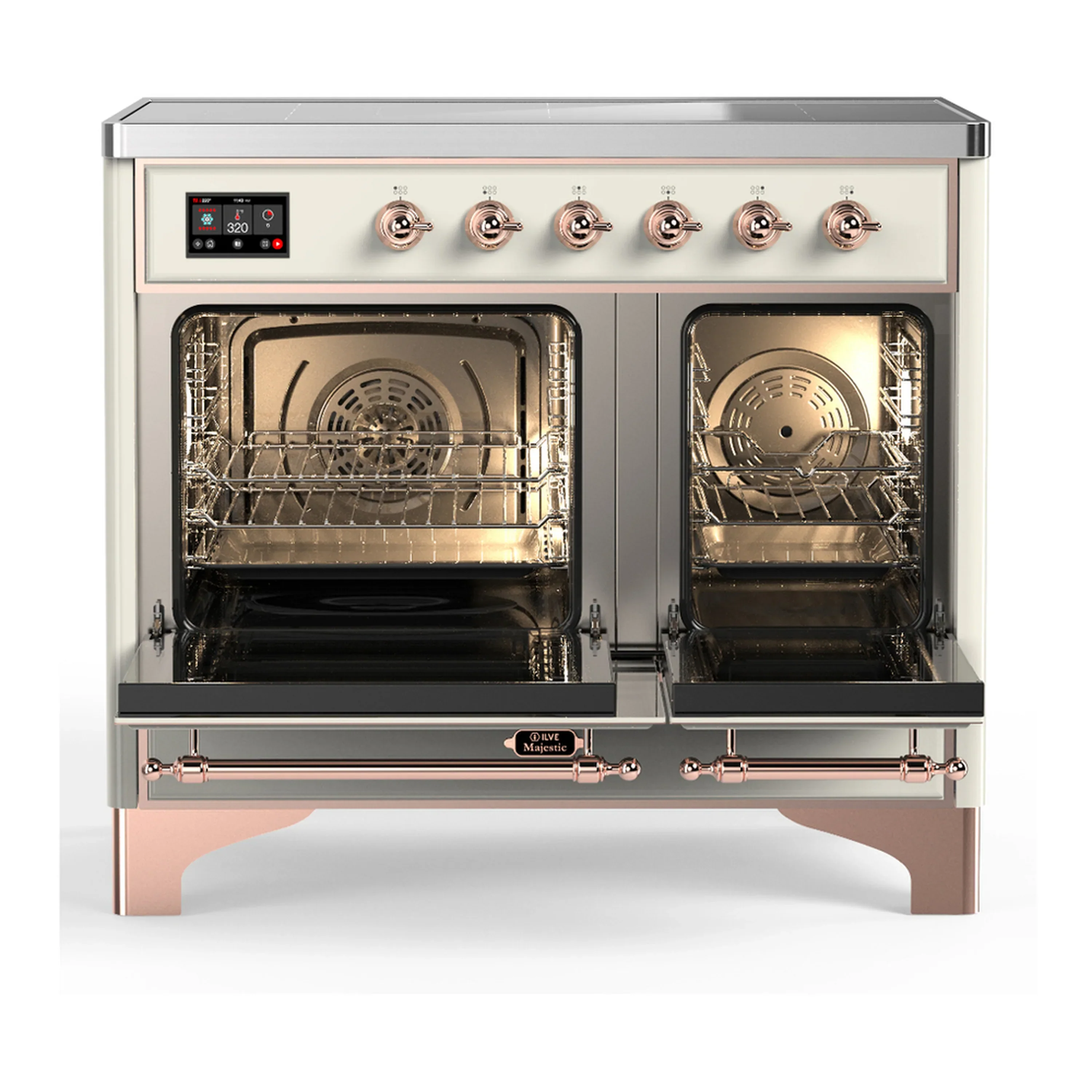 ILVE Majestic III 40-Inch Induction Range with 6 Induction Elements and Triple Glass Door Electric Oven in Antique White with Copper Trim (UMDIB40NR3AWP) - Image 6