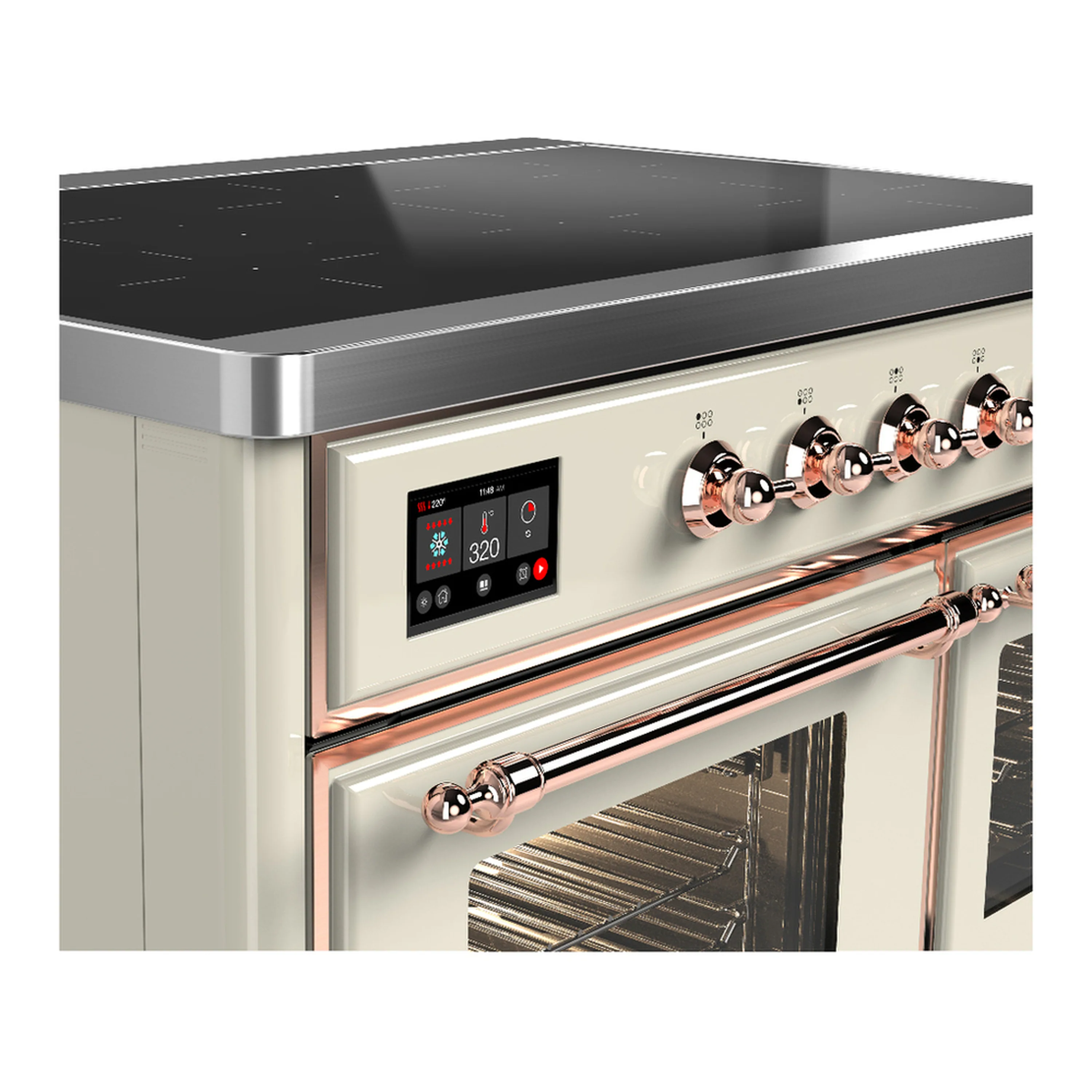ILVE Majestic III 40-Inch Induction Range with 6 Induction Elements and Triple Glass Door Electric Oven in Antique White with Copper Trim (UMDIB40NR3AWP) - Image 7