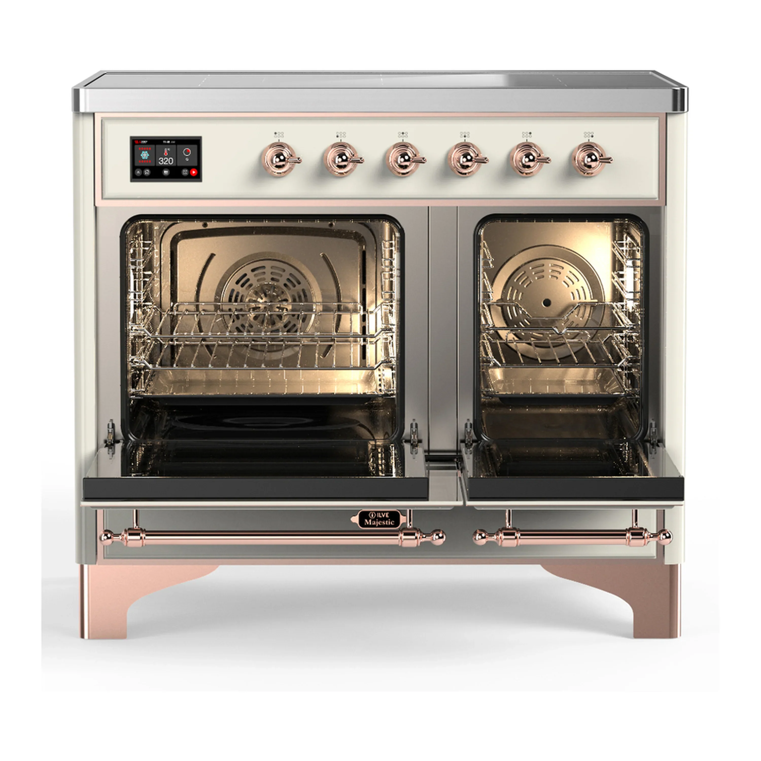 ILVE Majestic III 40-Inch Induction Range with 6 Induction Elements and Solid Door Electric Oven in Antique White with Copper Trim (UMDIB40QNR3AWP) - Image 6