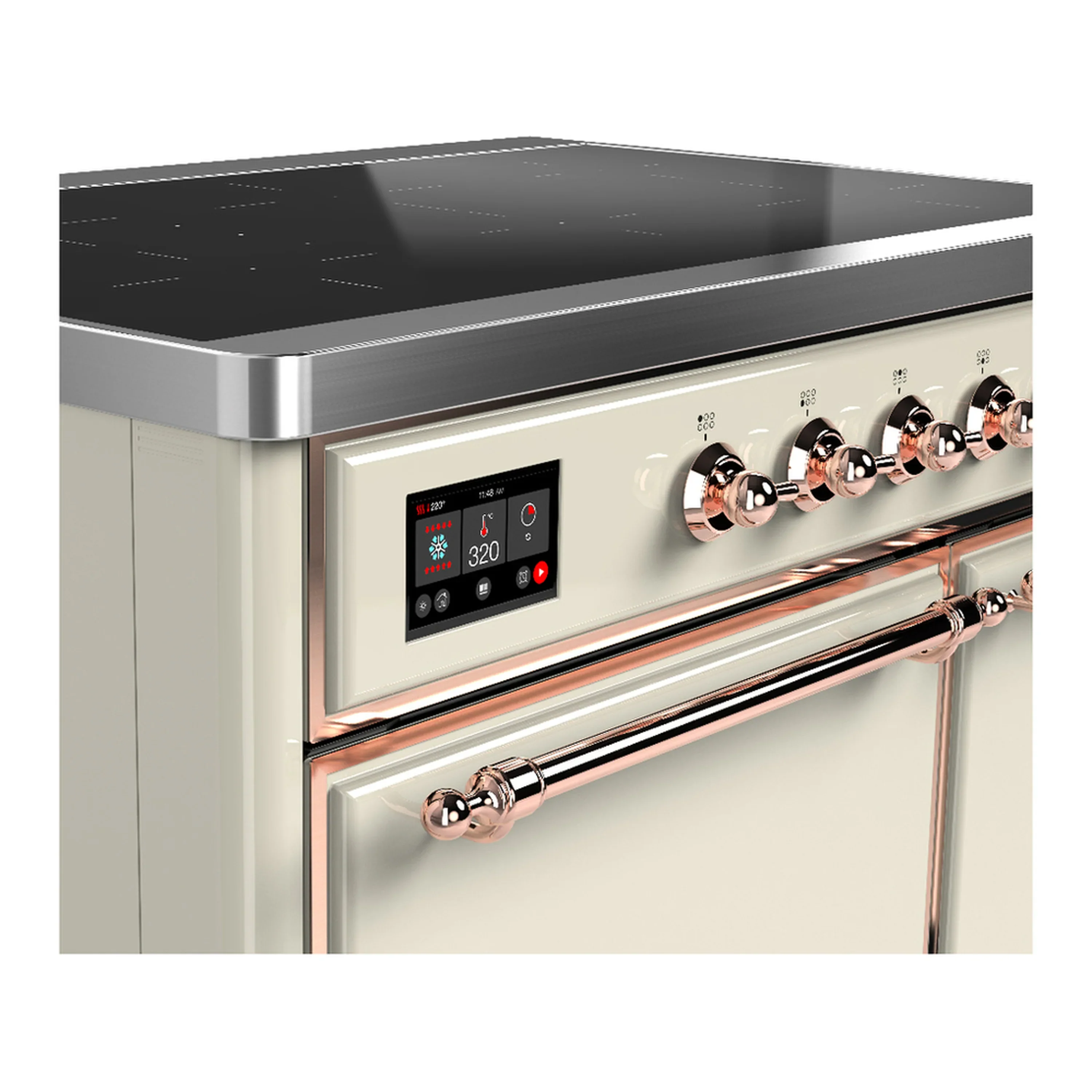 ILVE Majestic III 40-Inch Induction Range with 6 Induction Elements and Solid Door Electric Oven in Antique White with Copper Trim (UMDIB40QNR3AWP) - Image 7