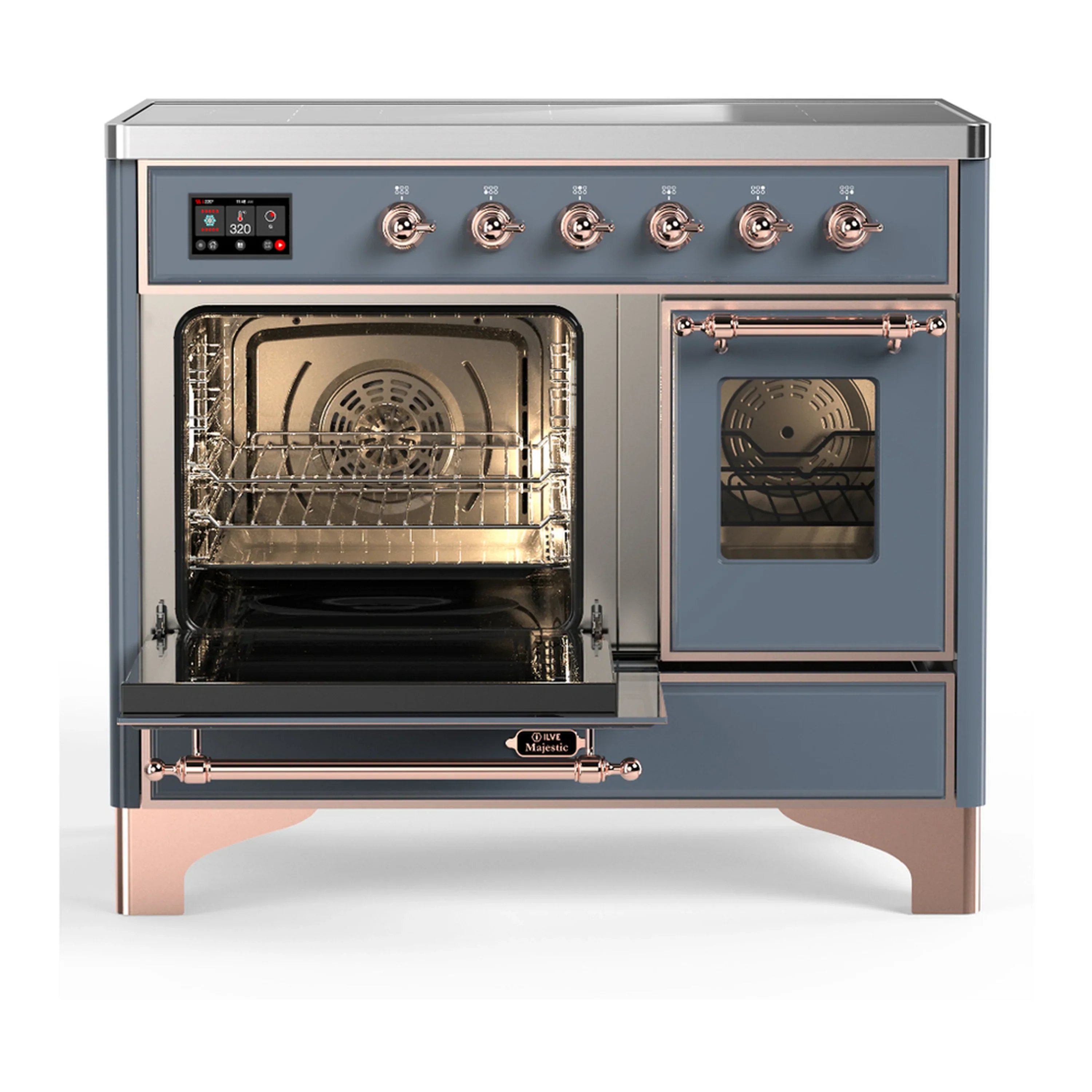ILVE Majestic III 40-Inch Induction Range with 6 Induction Elements and Triple Glass Door Electric Oven in Blue Grey with Copper Trim (UMDIB40NR3BGP) - Image 5