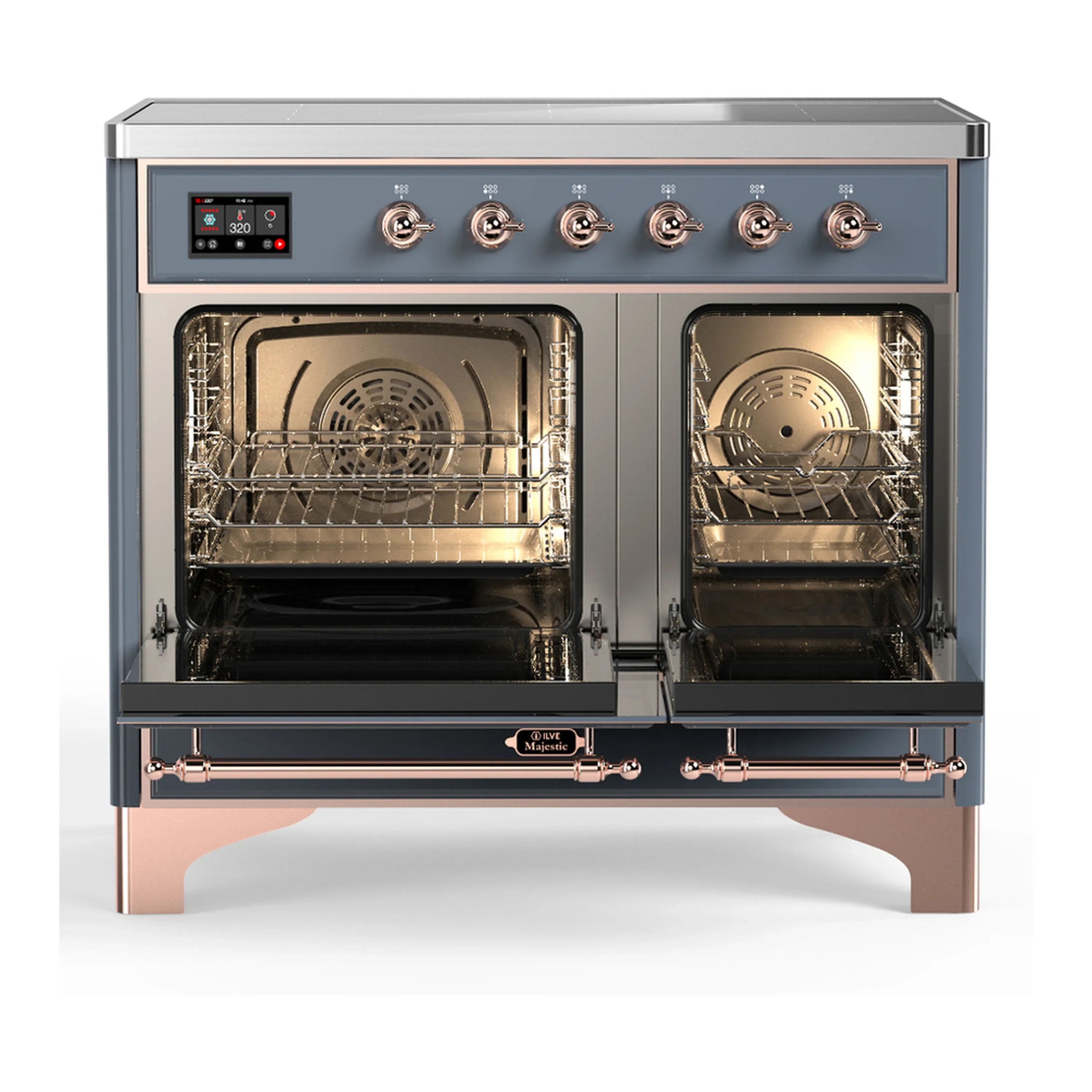 ILVE Majestic III 40-Inch Induction Range with 6 Induction Elements and Triple Glass Door Electric Oven in Blue Grey with Copper Trim (UMDIB40NR3BGP) - Image 6