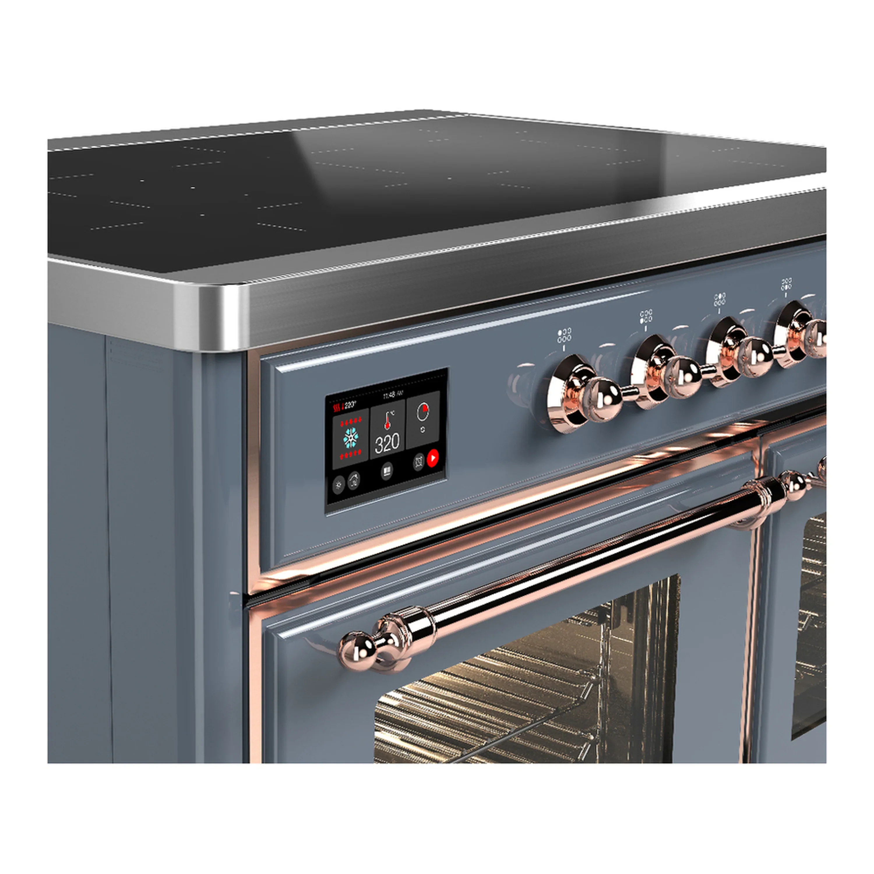 ILVE Majestic III 40-Inch Induction Range with 6 Induction Elements and Triple Glass Door Electric Oven in Blue Grey with Copper Trim (UMDIB40NR3BGP) - Image 7